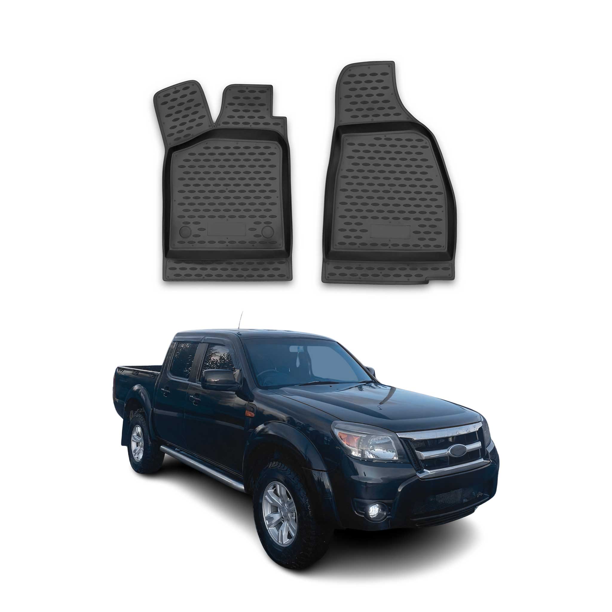 OMAC Alfombrillas De Coche para Ford Ranger 2006-2012 Negro Goma TPE 2Pza