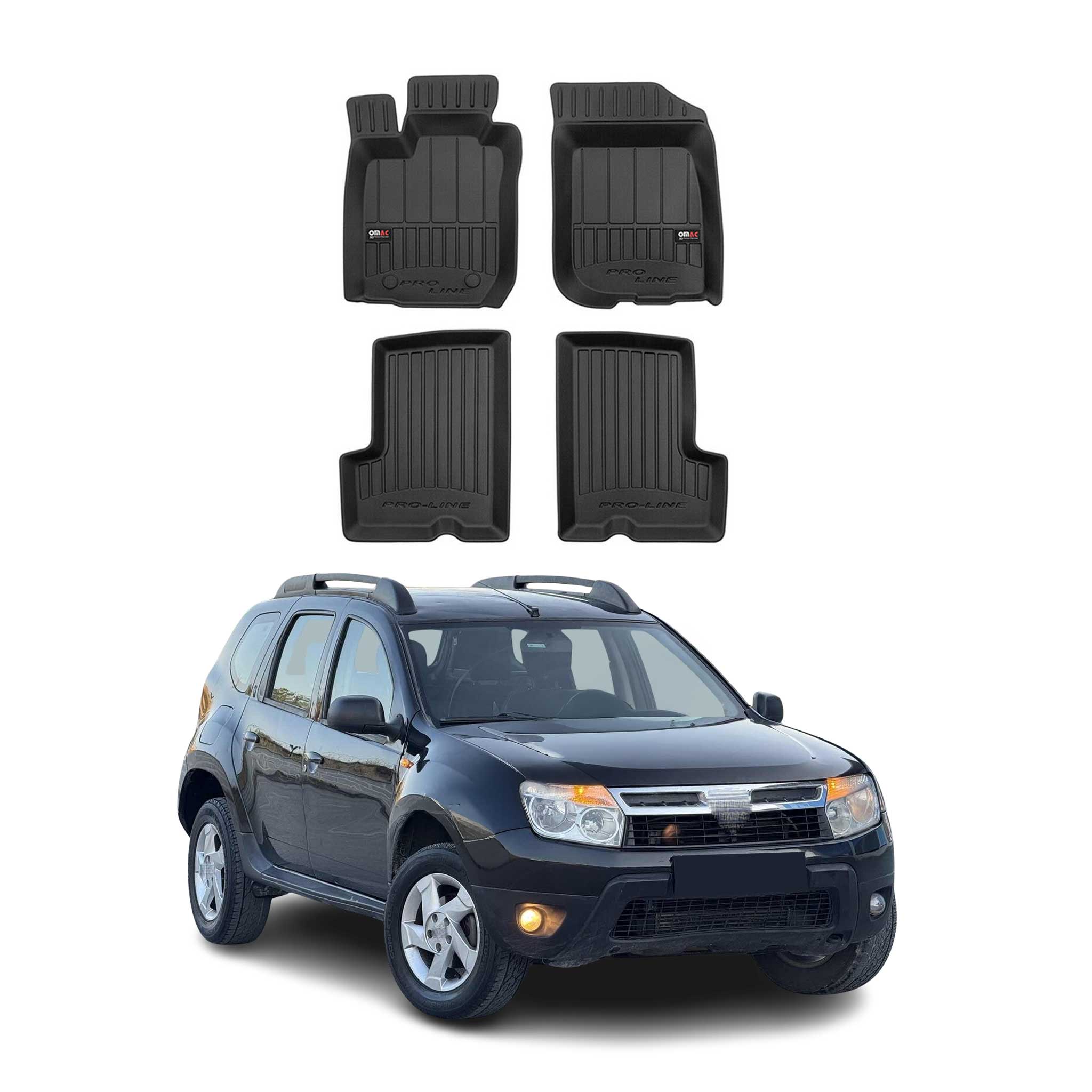 OMAC Premium Alfombrillas De Coche para Dacia Duster 2010-2018 Negro TPE Goma 4x