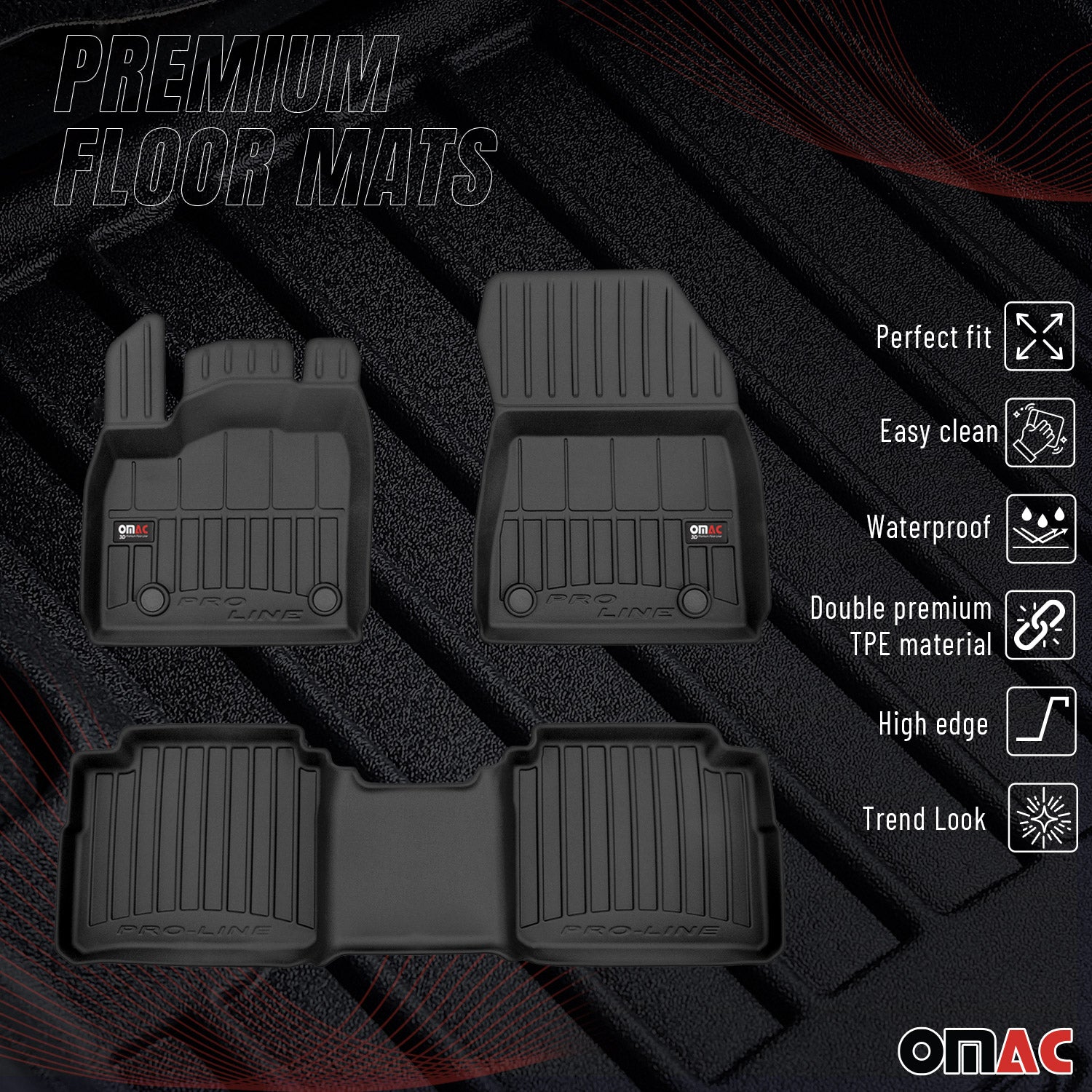 OMAC Premium Alfombrillas De Coche para Nissan X-Trail IV T33 2022-2026 Goma 3x
