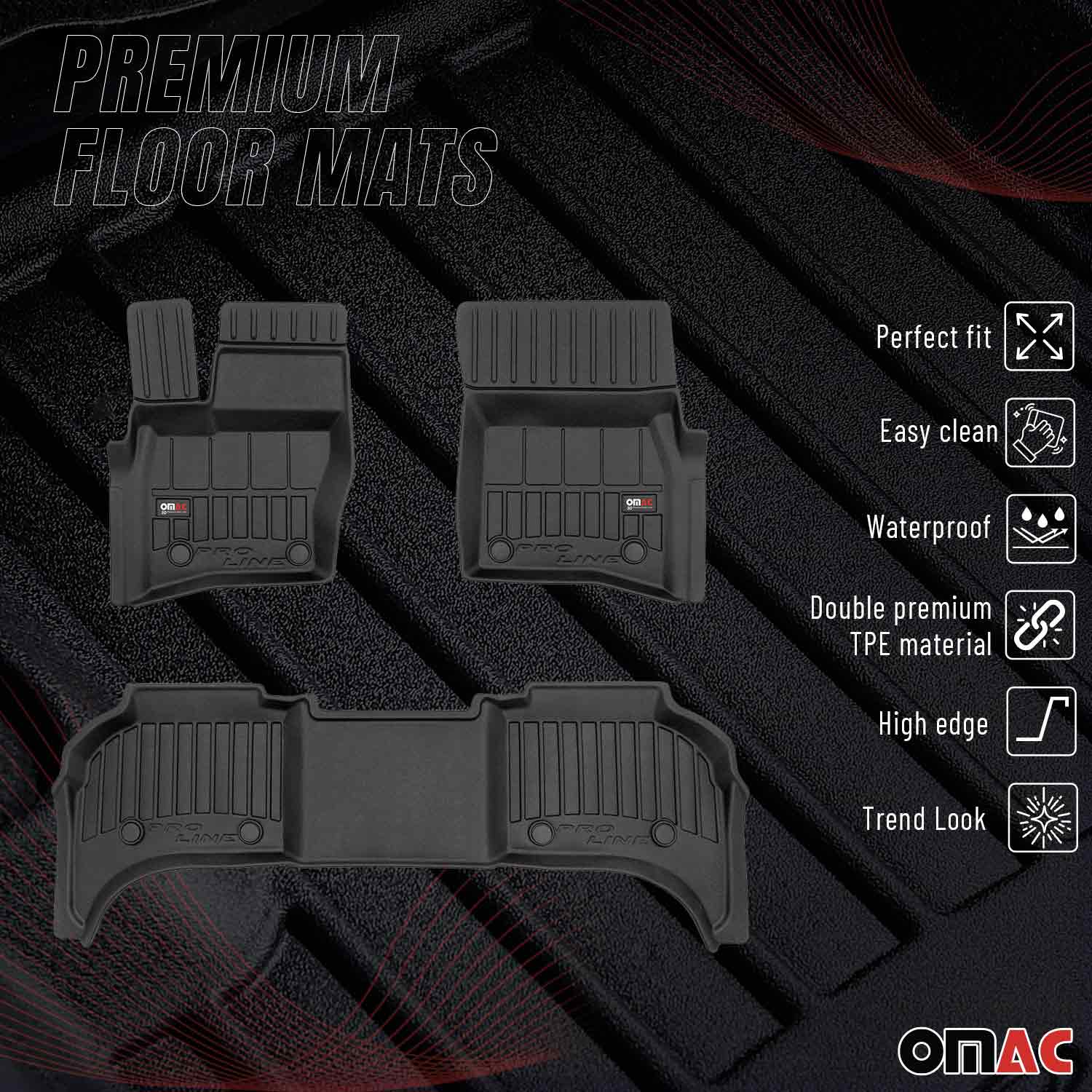 OMAC Premium Alfombrillas De Coche para Land Rover Defender 2020-2026 Goma 3x