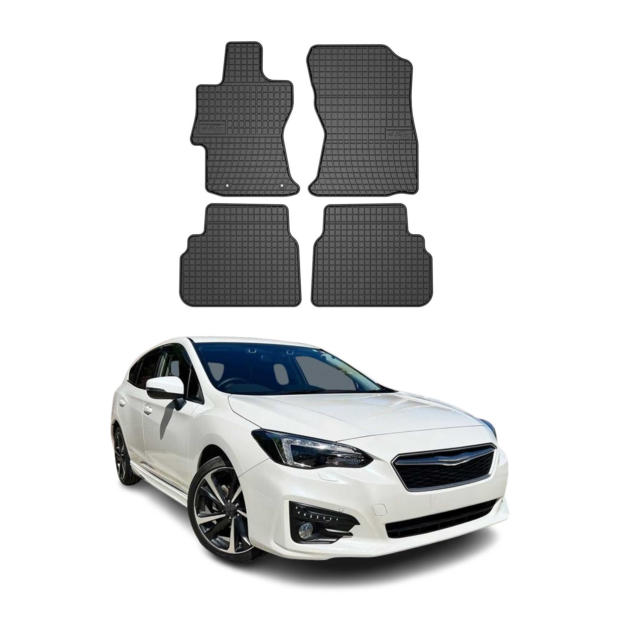 OMAC Alfombrillas De Coche para Subaru Impreza 2016-2025 Negro Goma 4Pza