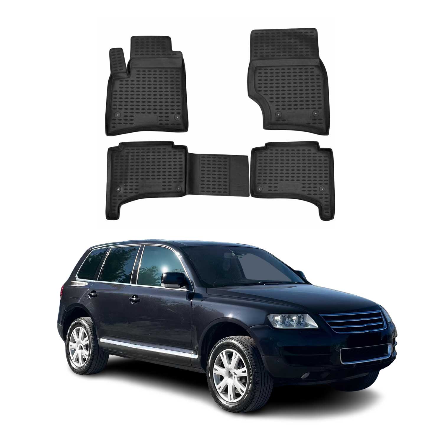 OMAC Alfombrillas De Coche para VW Touareg 2002-2010 Negro Goma TPE 4Pza