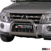 Bull Barra Frontal para Mitsubishi Pajero 2012-2018 Plata Brillante Acero