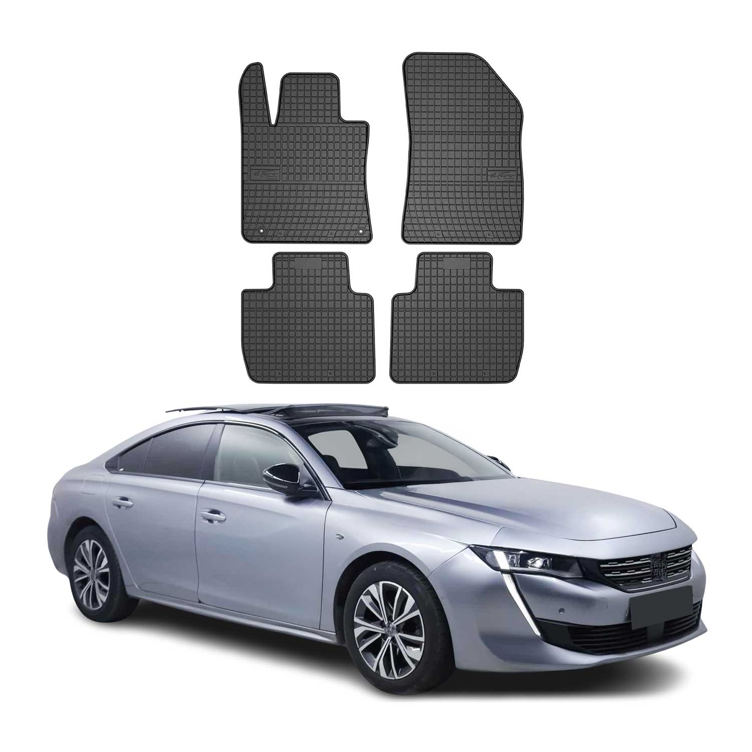 OMAC Alfombrillas De Coche para Peugeot 508 2018-2025 Negro Goma 4Pza