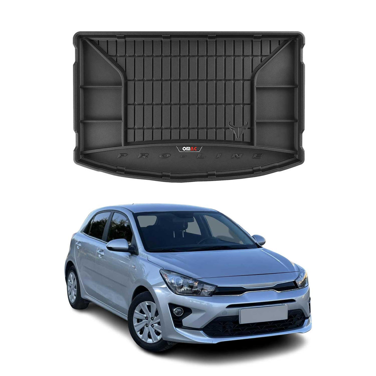 OMAC Premium Bandeja Maletero Alfombrilla para Kia Rio 2017-2020 Negro Goma TPE