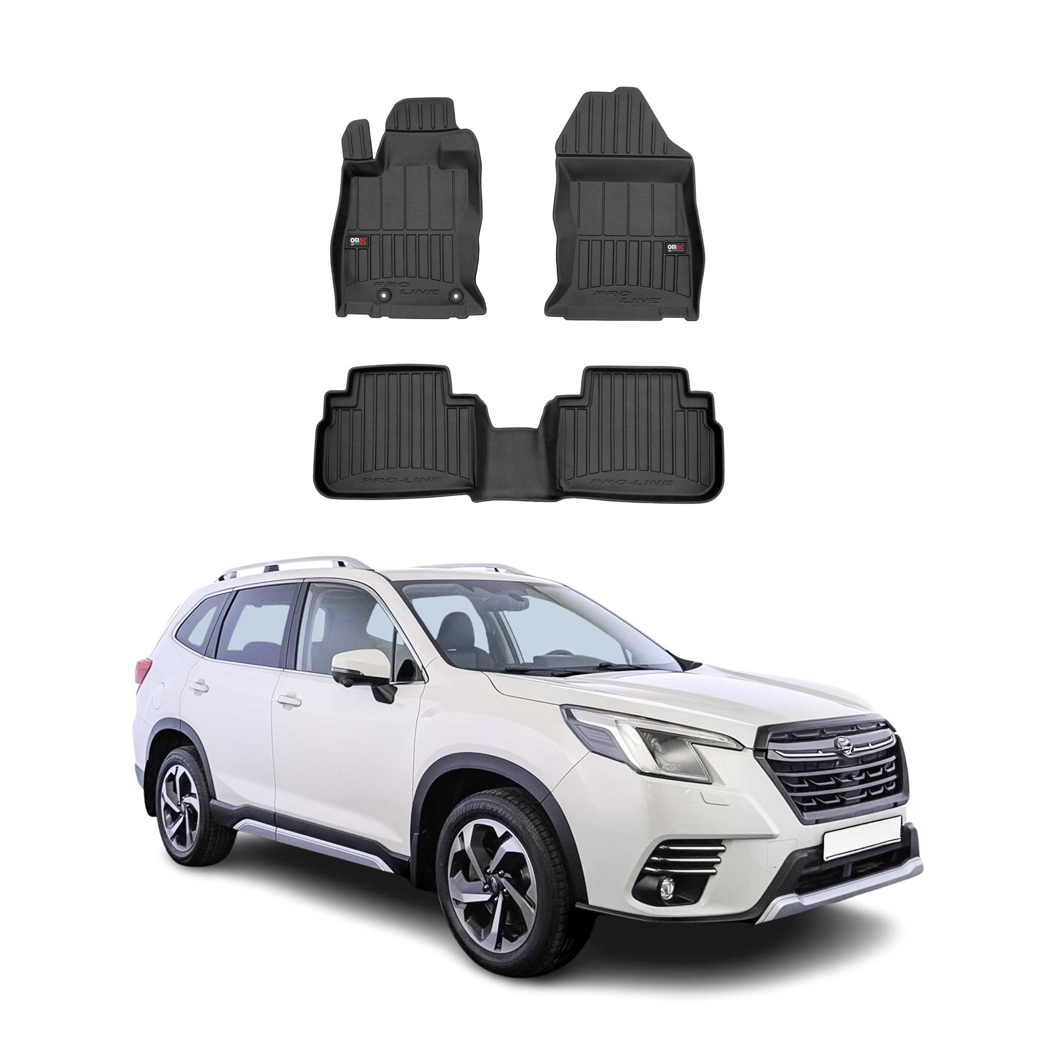 OMAC Premium Alfombrillas De Coche para Subaru Forester V 2018-2025 TPE Goma 3x