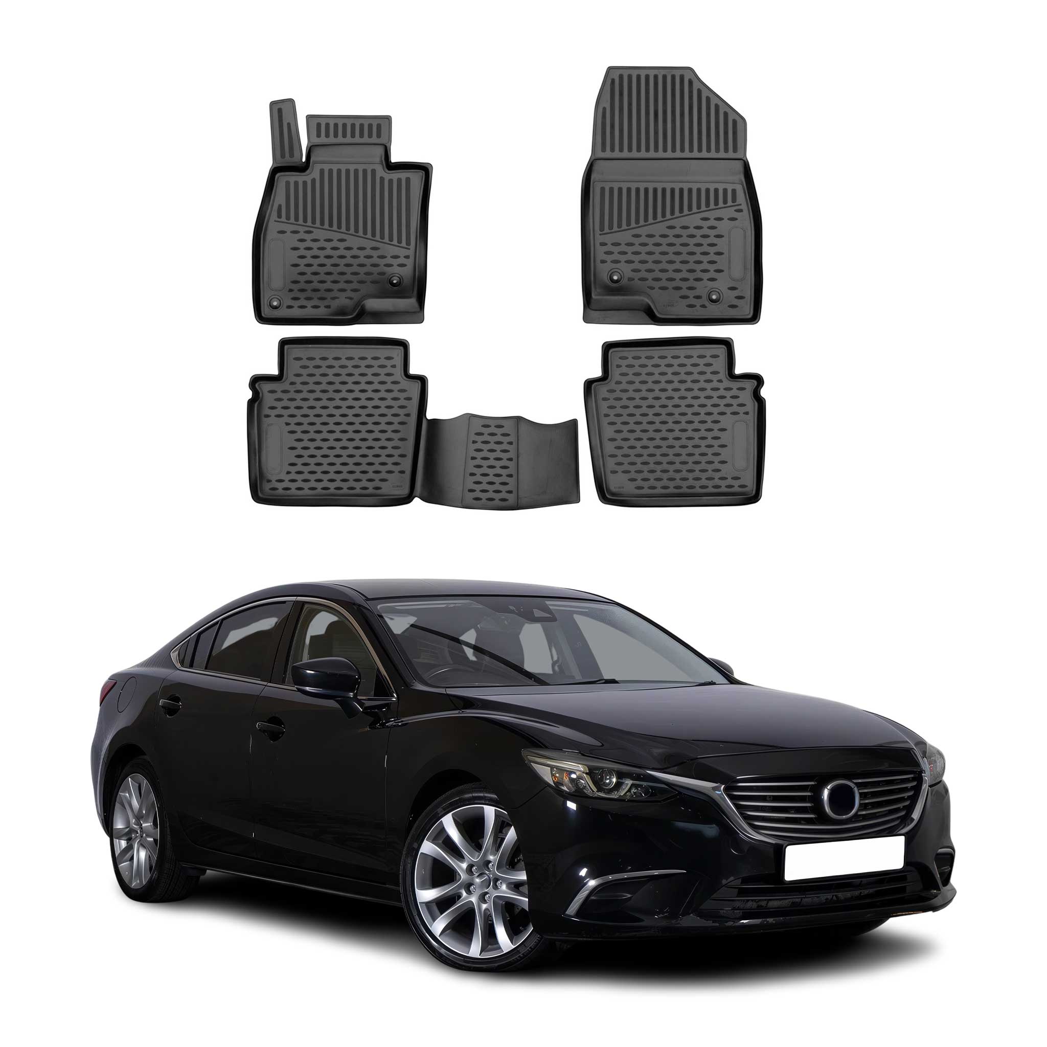 OMAC Alfombrillas De Coche para Mazda 6 2012-2016 Negro Goma TPE 4Pza