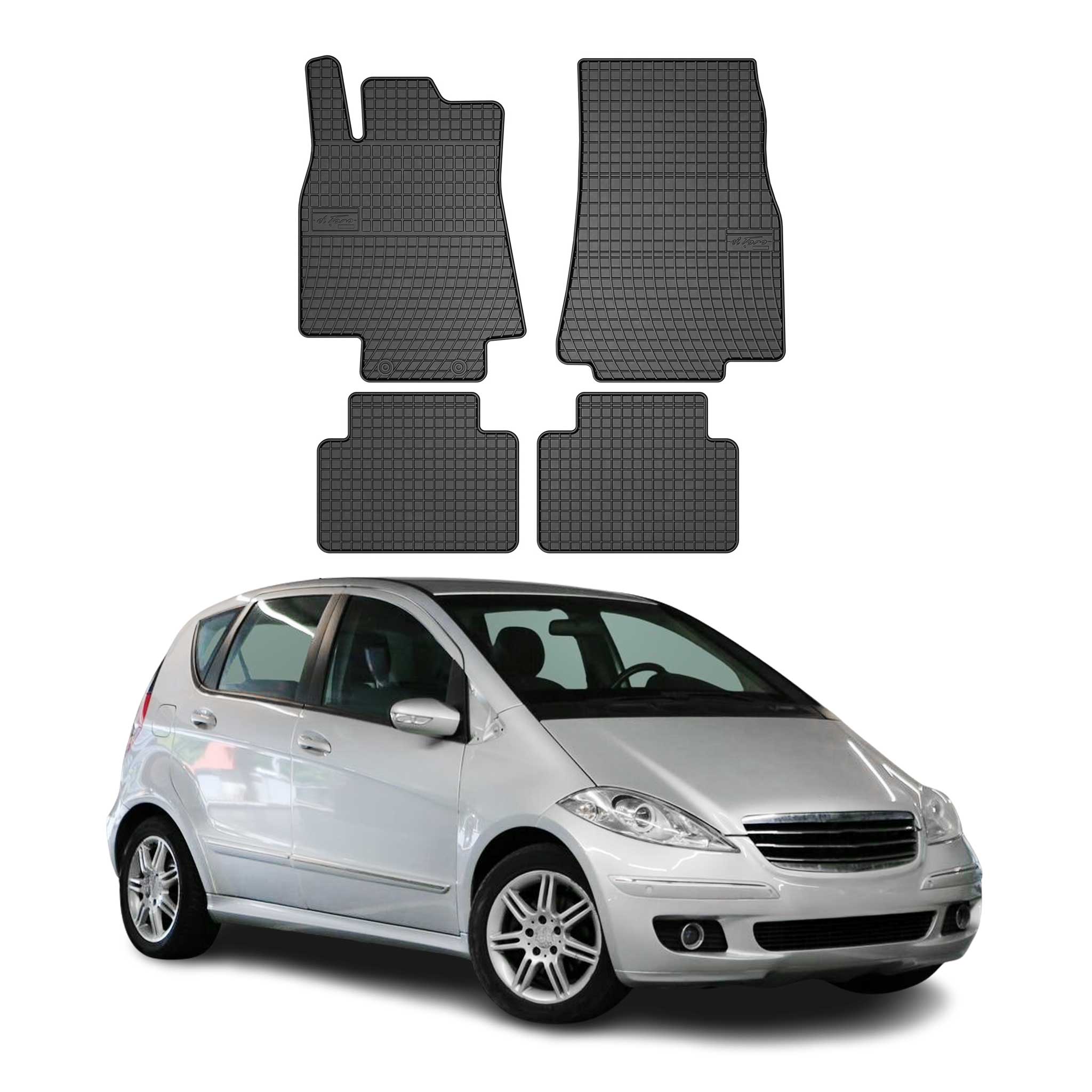 OMAC Alfombrillas De Coche para Mercedes A Class W169 2004-2012 Negro Goma 4Pza