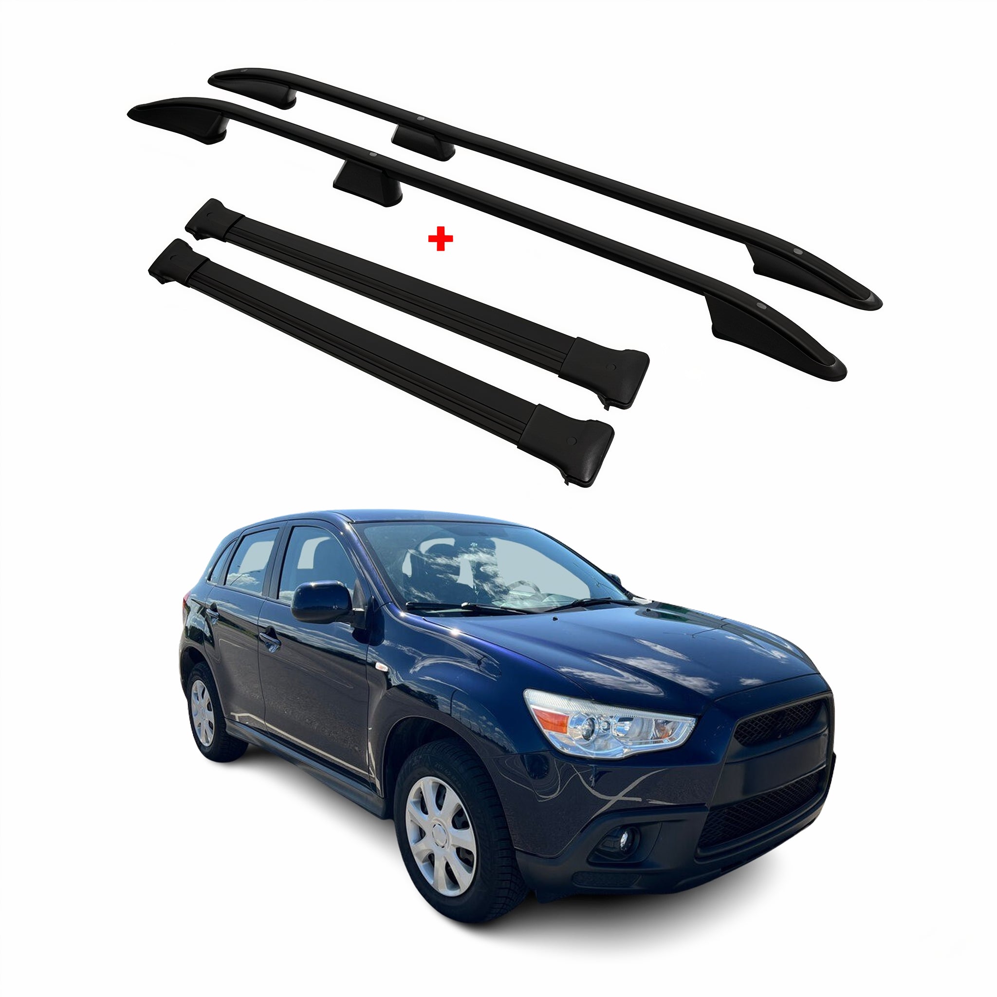 Rieles & Barras de Techo Coche para Mitsubishi ASX 2010-2025 Negro Aluminio 4Pza