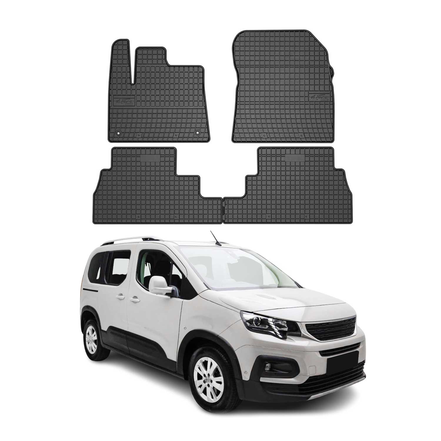 OMAC Alfombrillas De Coche para Peugeot Rifter 2018-2024 Negro Goma TPE 4Pza