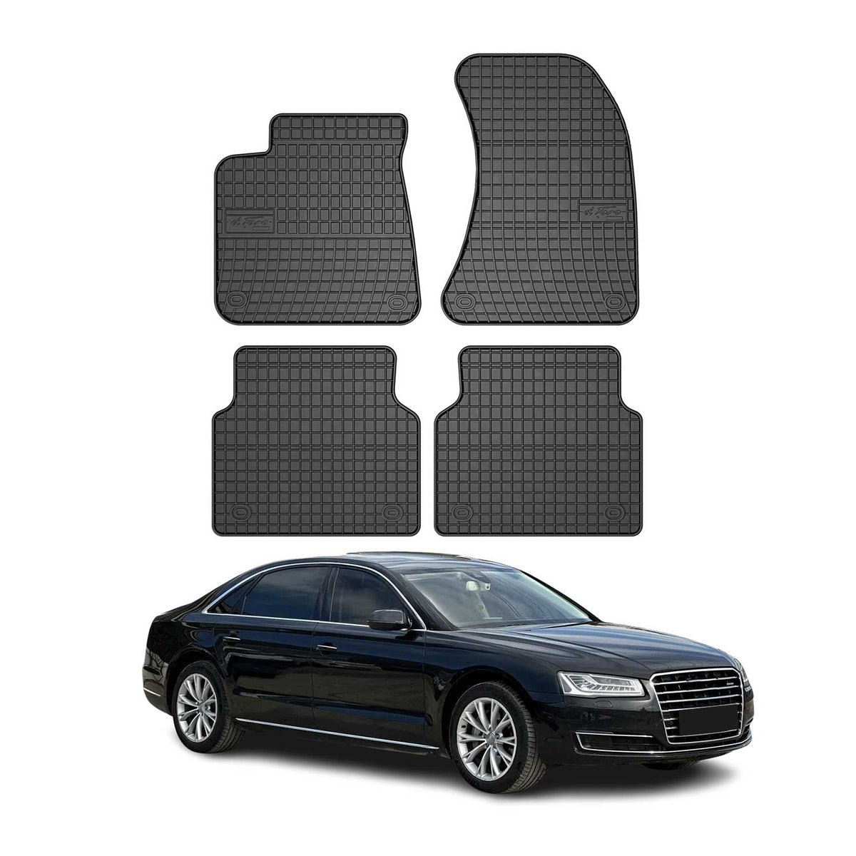 OMAC Alfombrillas De Coche para Audi A8 2009-2018 Negro Goma 4Pza