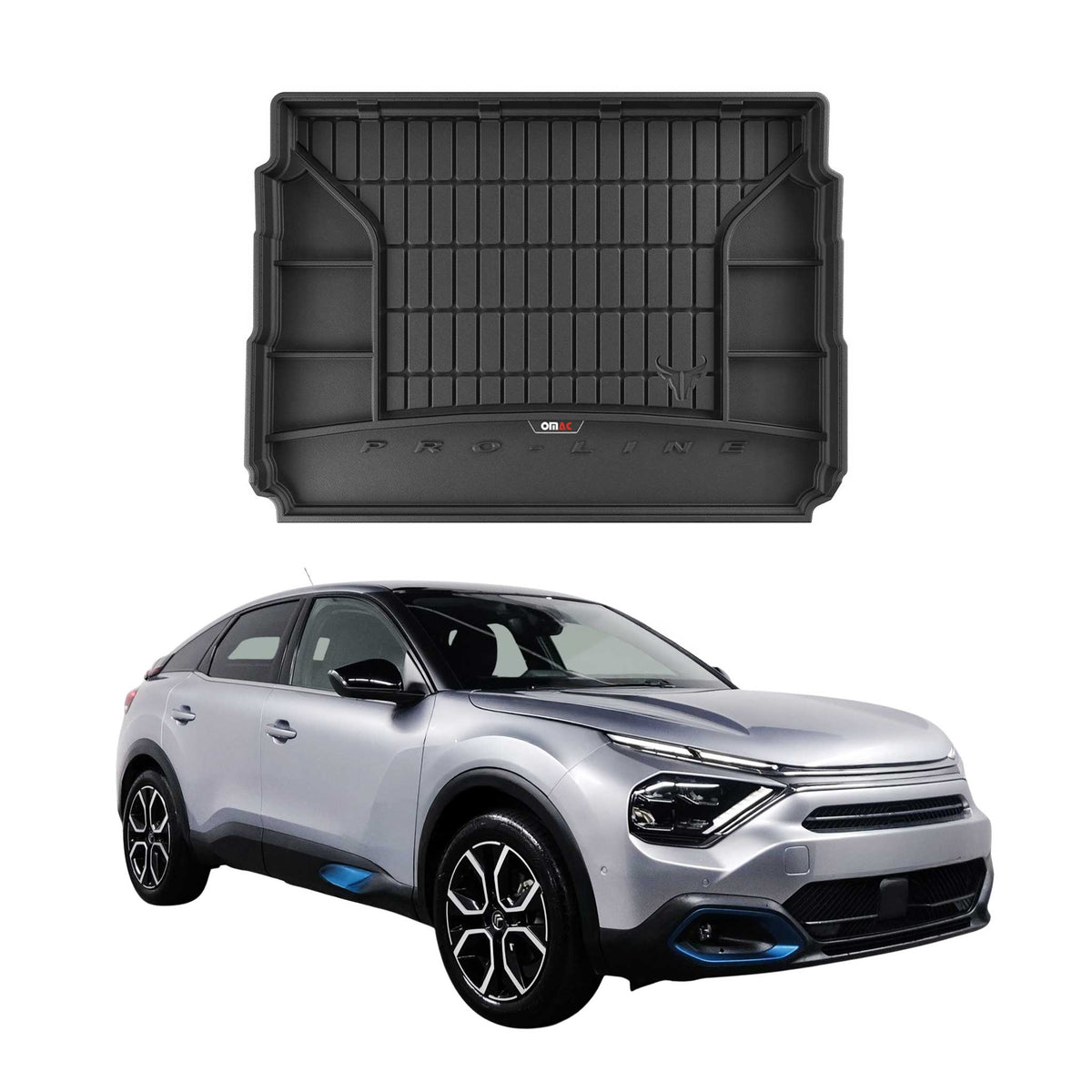 OMAC Premium Bandeja Maletero Alfombrilla para Citroen e-C4 2021-2025 Negro TPE
