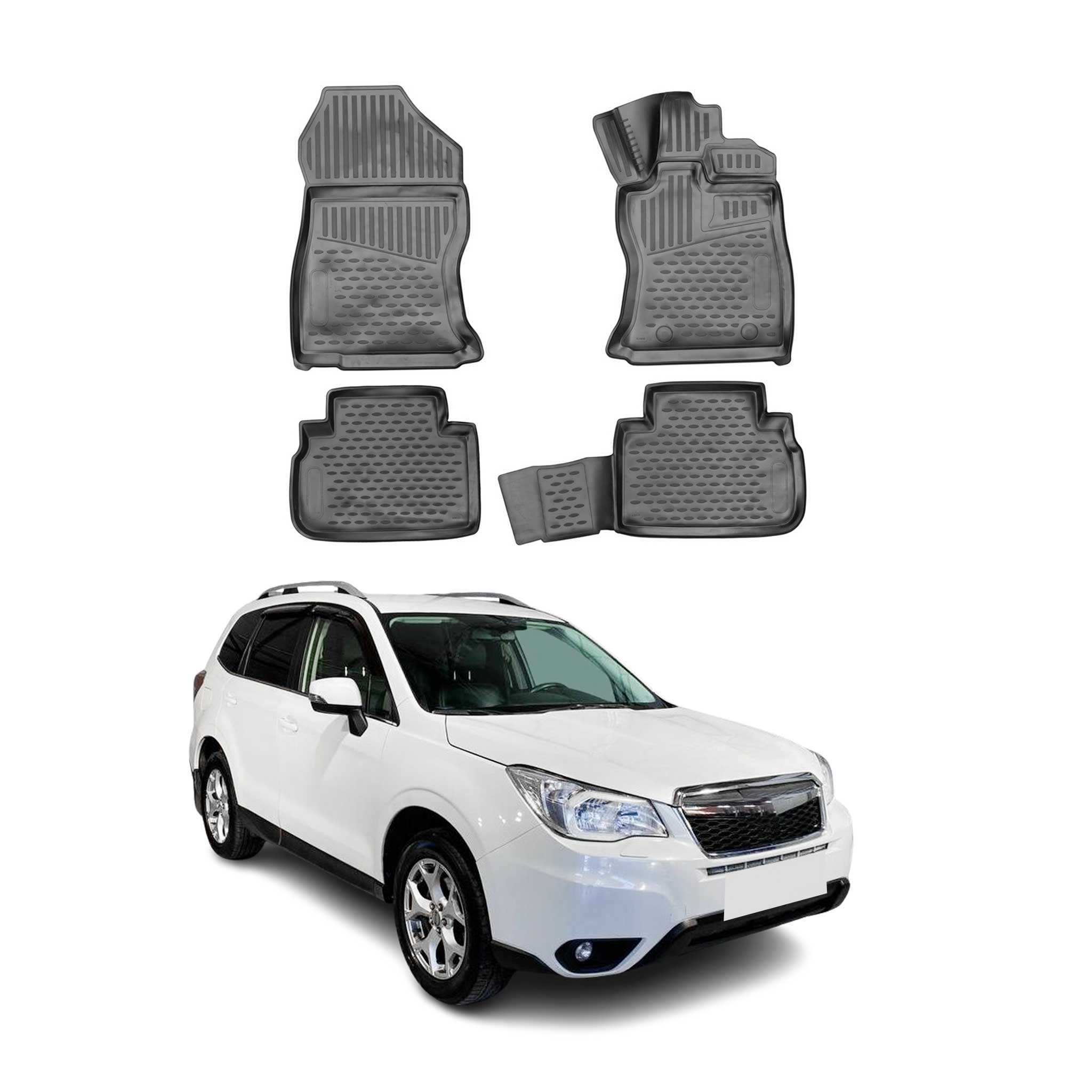 OMAC Alfombrillas Coche para Subaru Forester 2012-2021 RHD Negro Goma TPE 4Pza