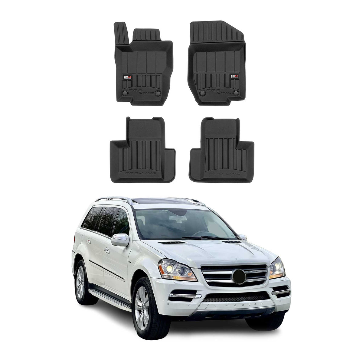 OMAC Premium Alfombrillas De Coche para Mercedes GL Class X164 2006-2012 Goma 4x