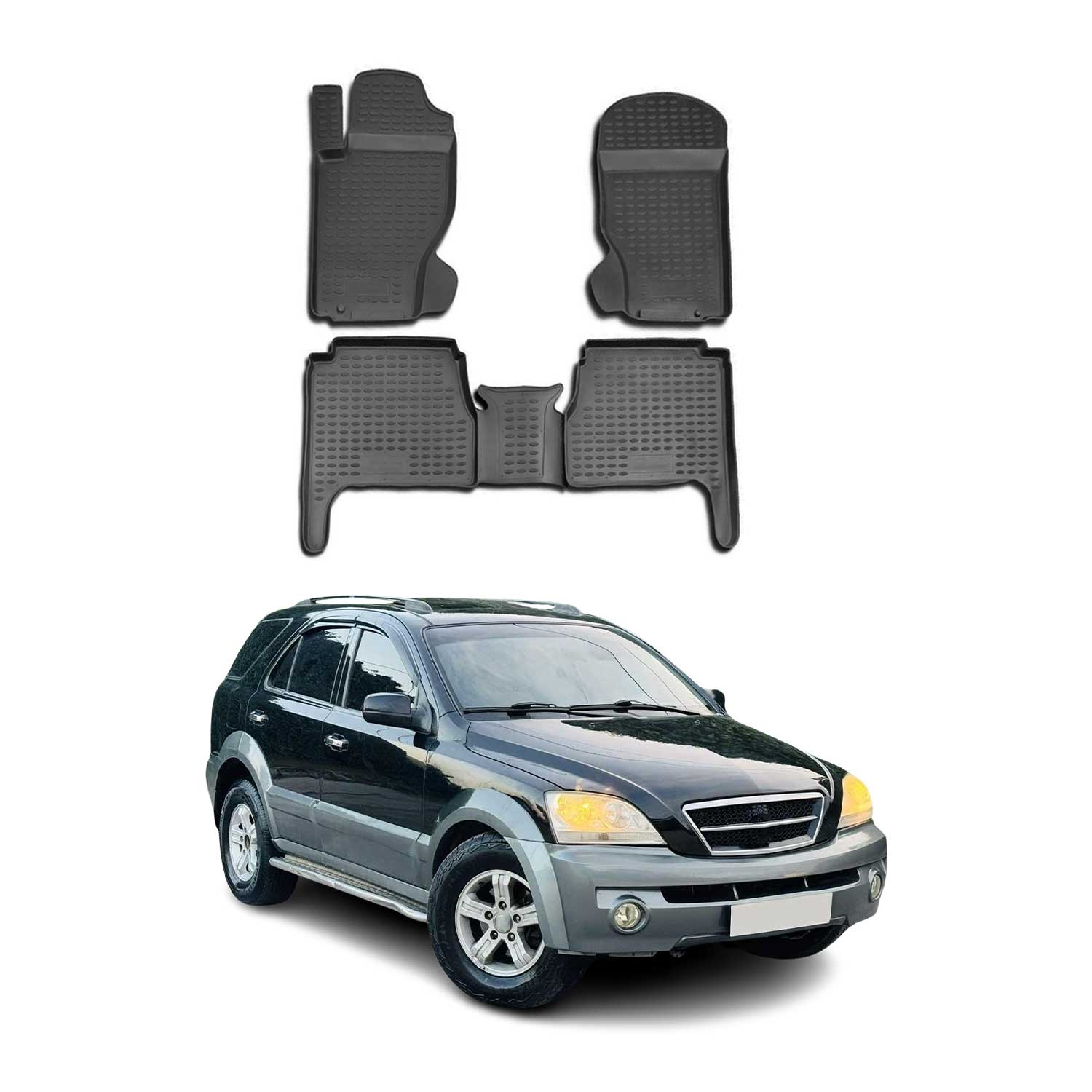 OMAC Alfombrillas De Coche para Kia Sorento 2002-2009 Negro Goma TPE 4Pza