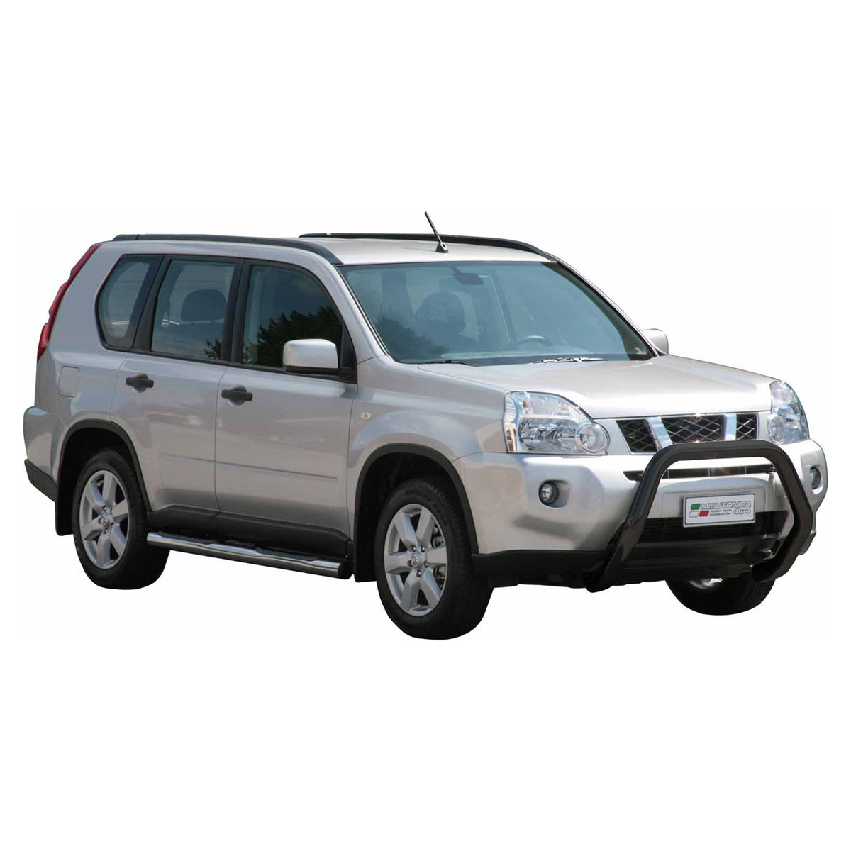 Bull Barra Frontal para Nissan X-Trail 2007-2010 Negro Brillante Acero