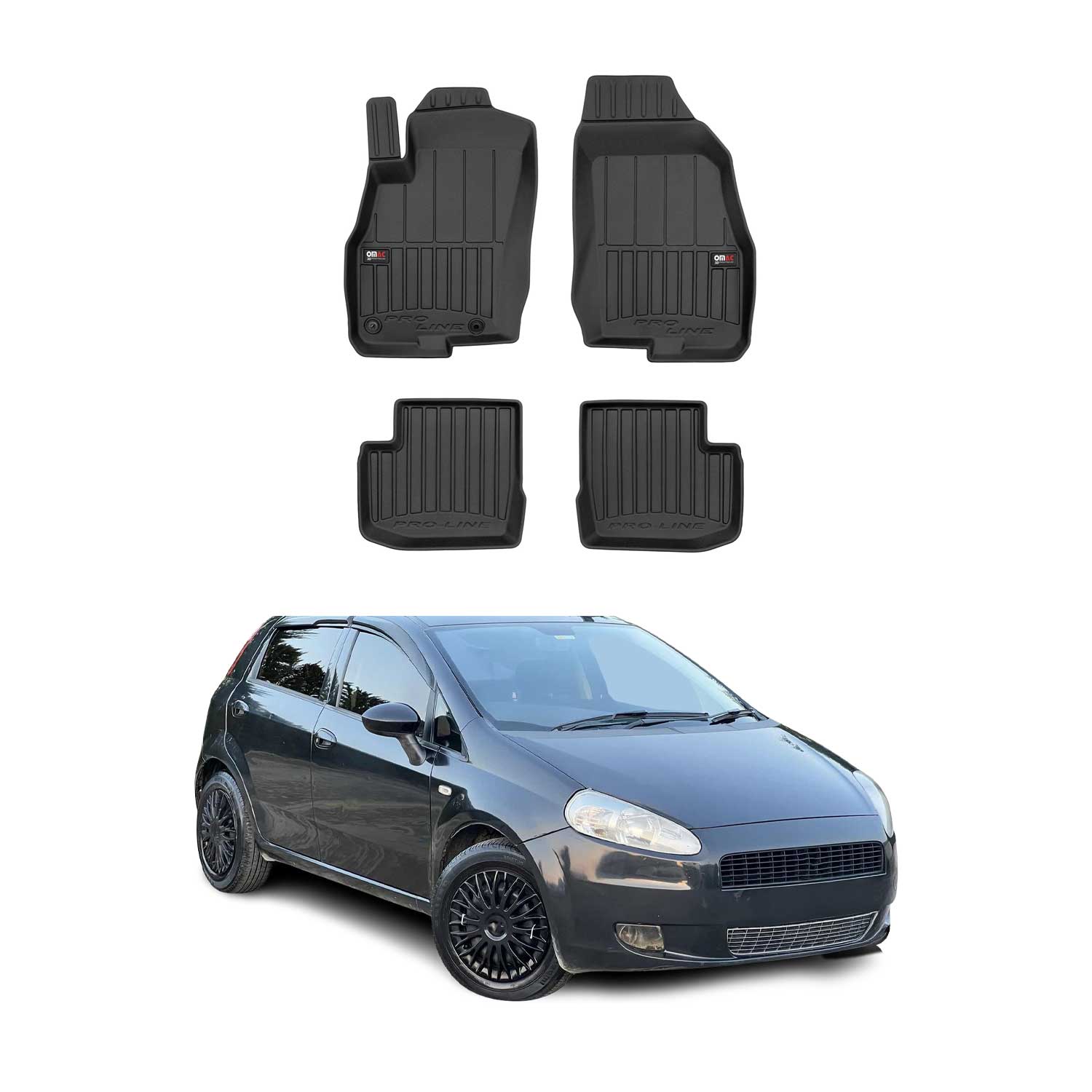 OMAC Premium Alfombrillas De Coche para Fiat Grande Punto 2005-2009 TPE Goma 4x