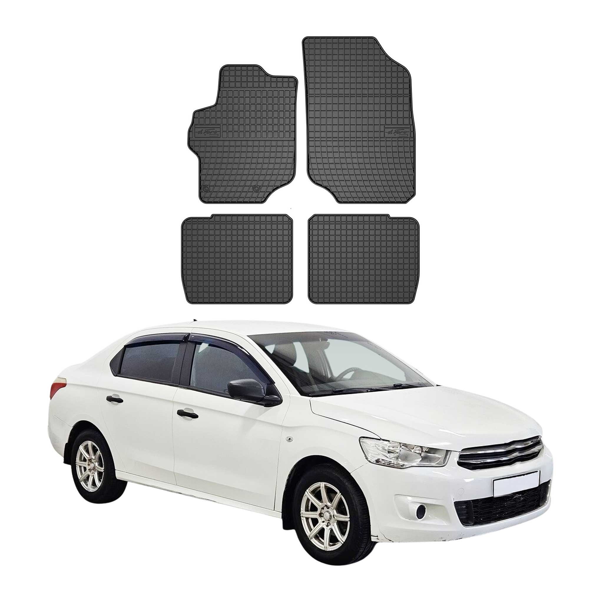 OMAC Alfombrillas De Coche para Citroen C-Elysee 2012-2020 Negro Goma 4Pza