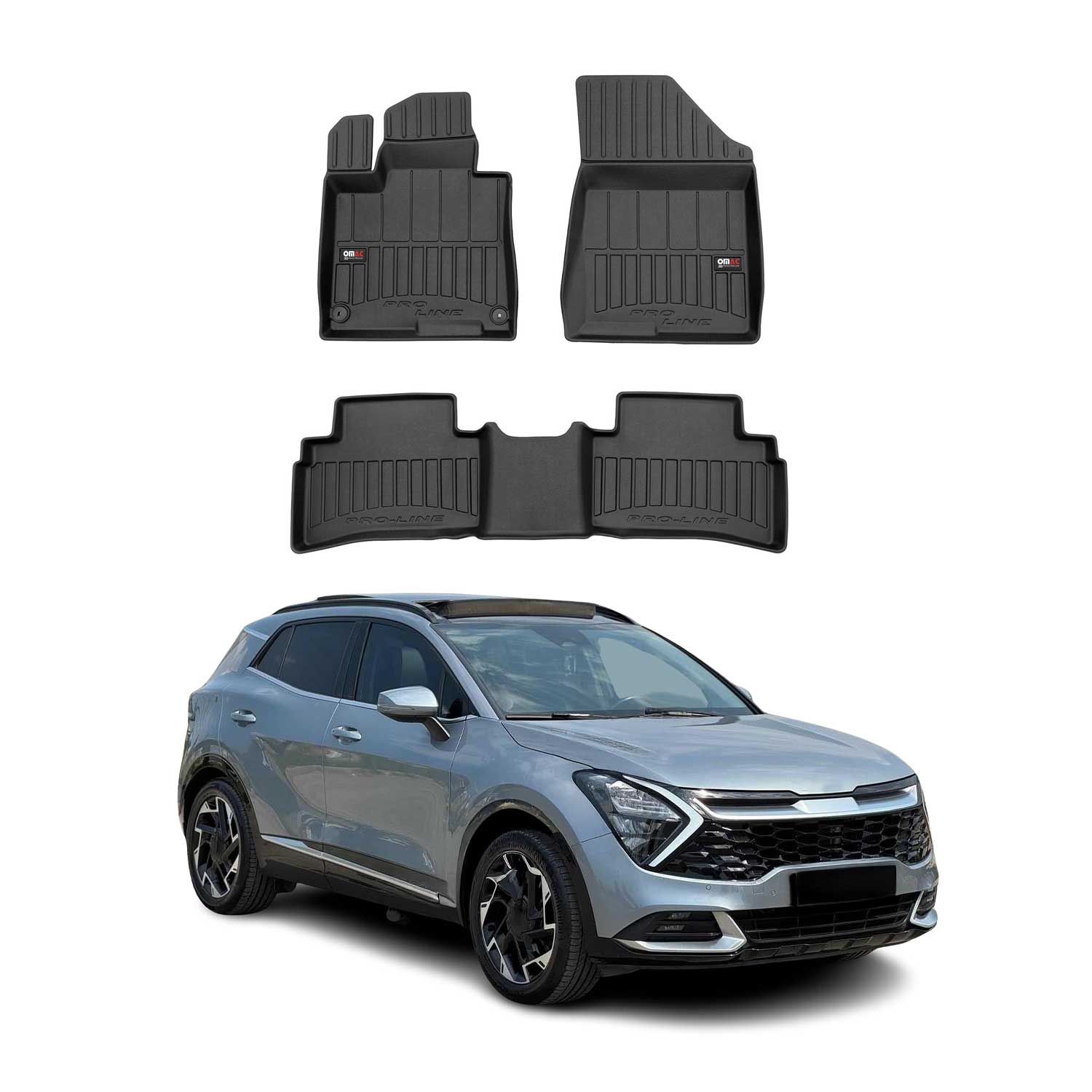 OMAC Premium Alfombrillas De Coche para Kia Sportage 2021-2025 Negro TPE Goma 4x