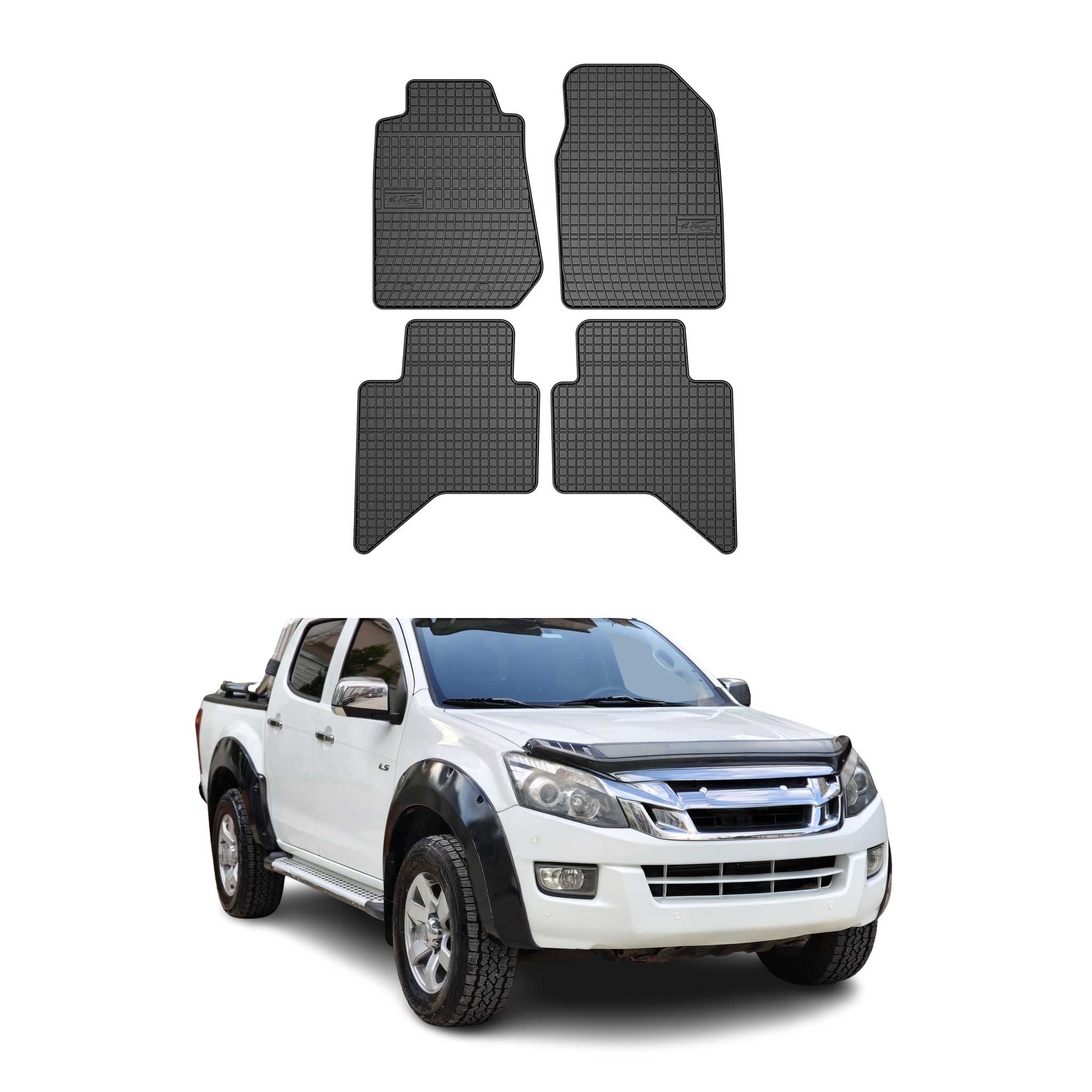 OMAC Alfombrillas De Coche para Isuzu D-Max 2011-2018 Negro Goma 4Pza
