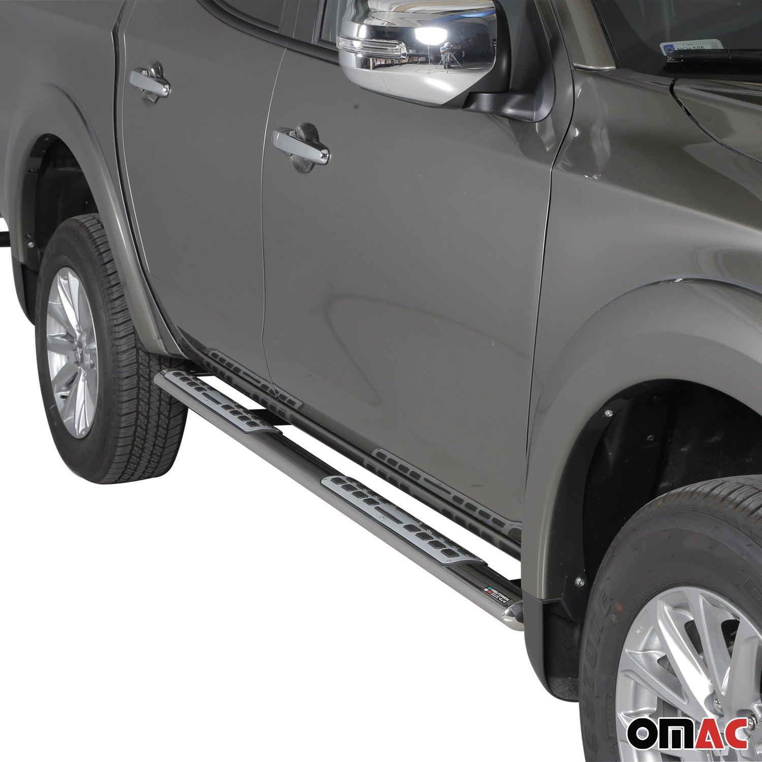 Estribos Barras Laterales para Mitsubishi L200 Double Cab 2015-2018 Plata Acero