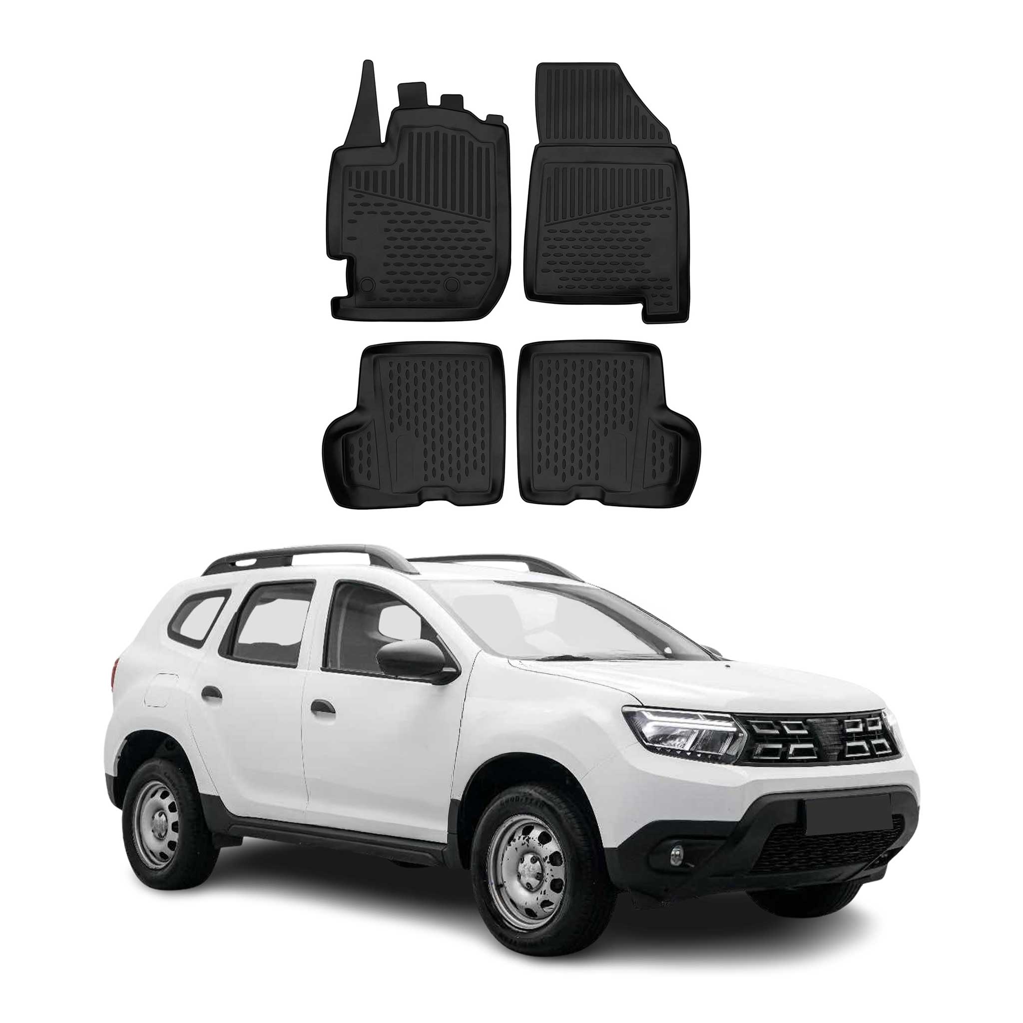 OMAC Alfombrillas De Coche para Dacia Duster 2017-2024 Negro Goma TPE 4Pza