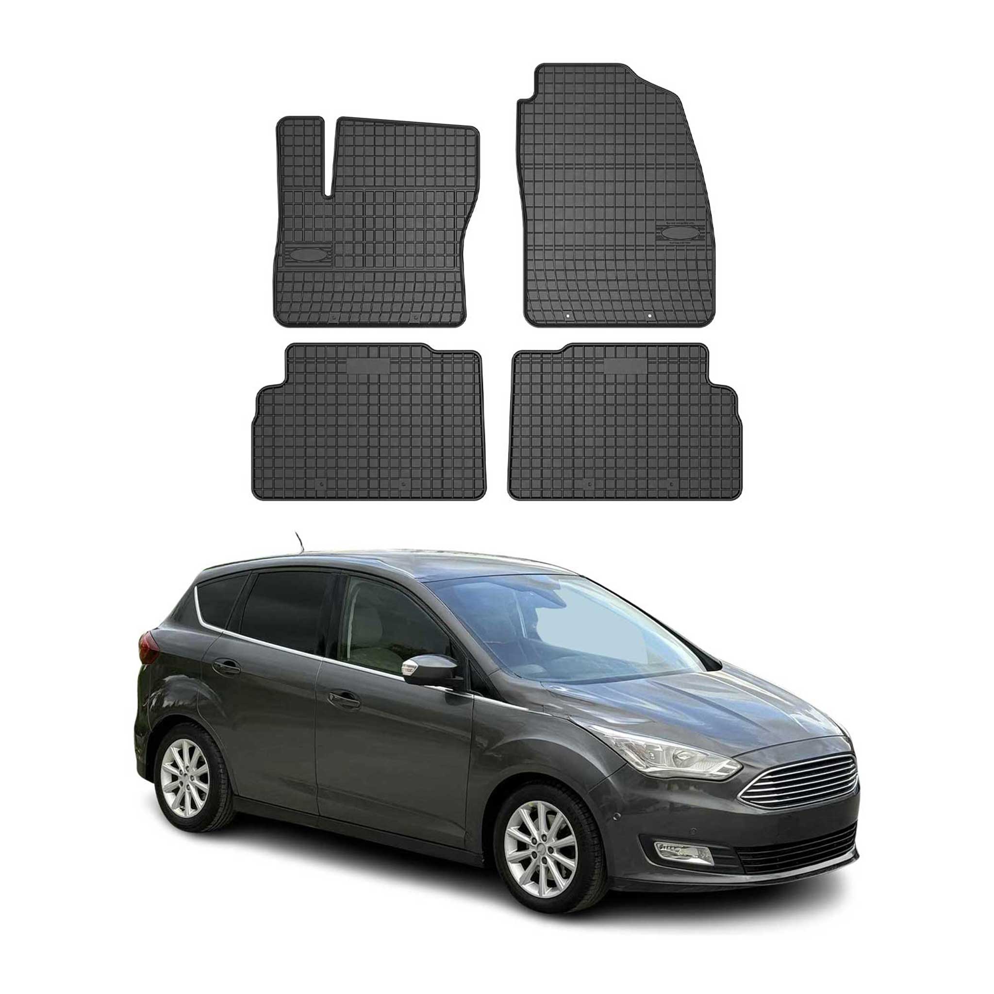 OMAC Alfombrillas De Coche para Ford C-Max 2010-2019 Negro Goma 4Pza