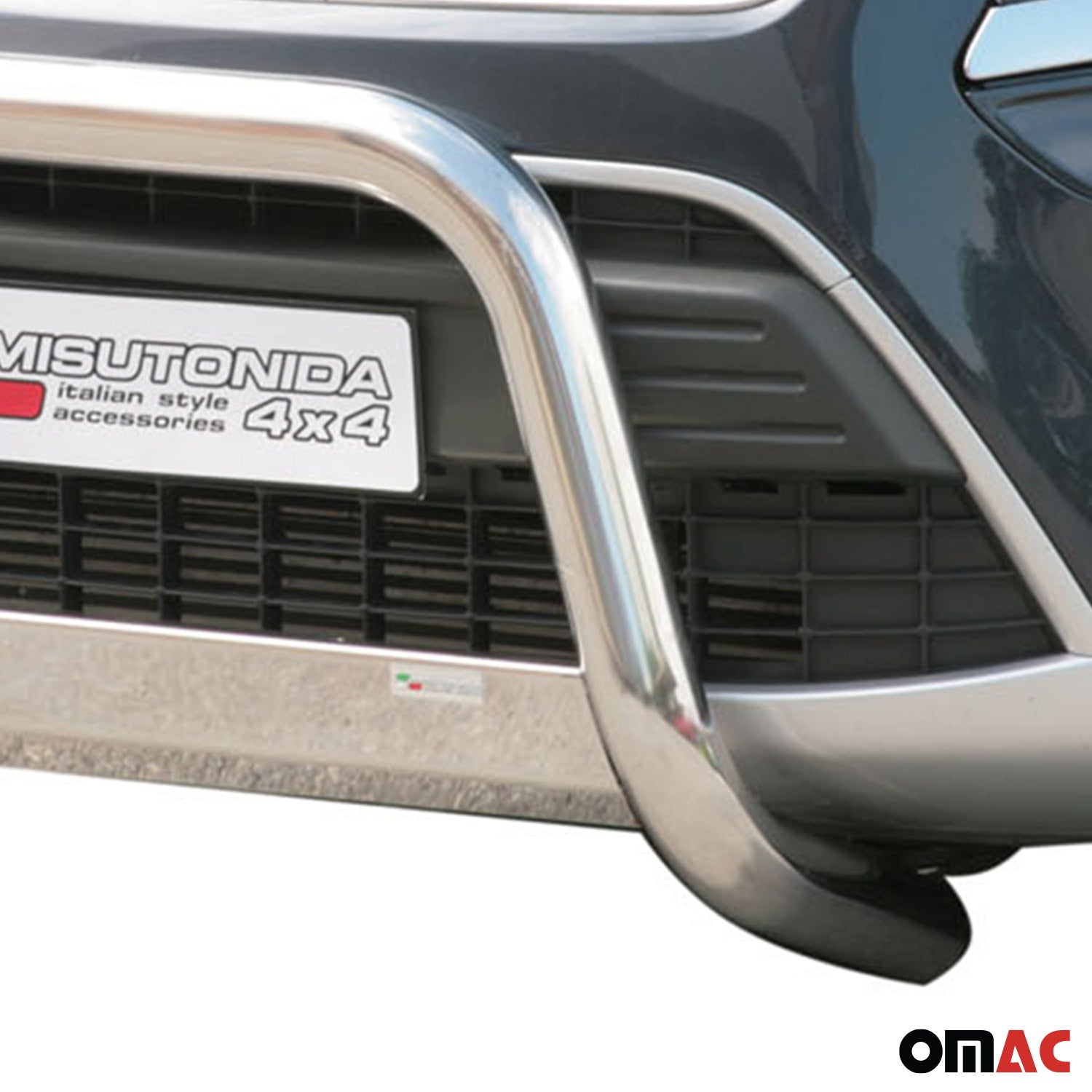 Bull Barra Frontal para Ford Kuga 2008-2012 Plata Brillante Acero 1Pza