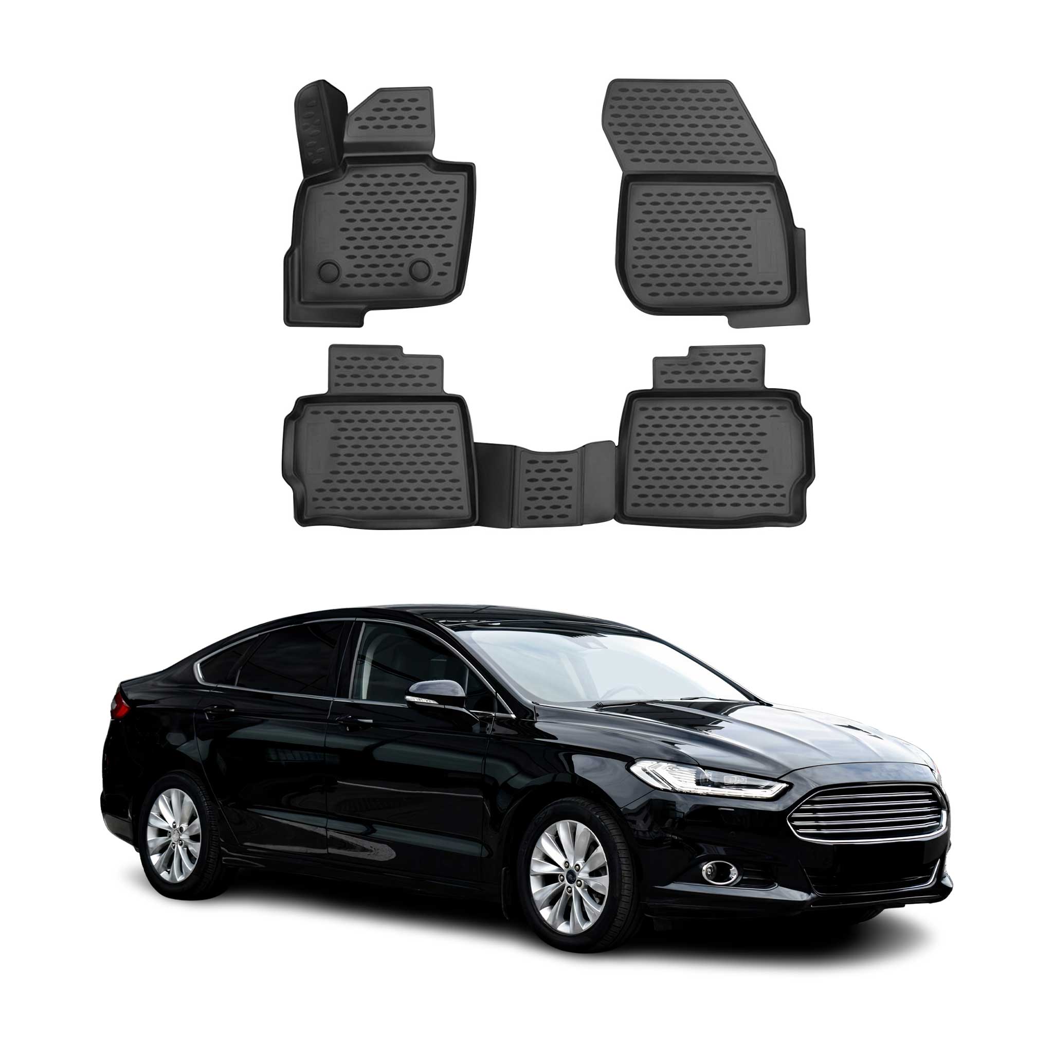 OMAC Alfombrillas De Coche para Ford Mondeo 5 2014-2024 Negro Goma TPE 4Pza