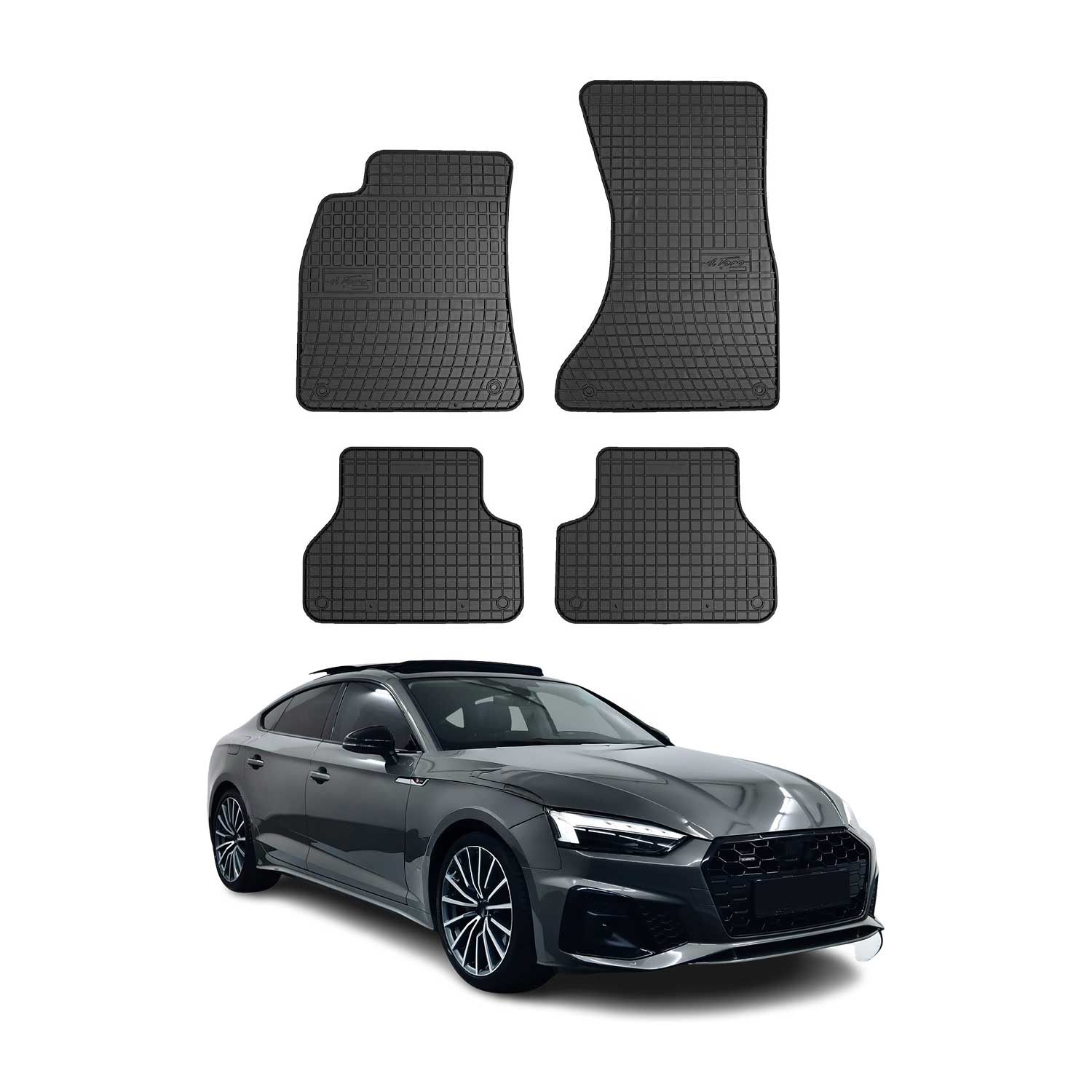 OMAC Alfombrillas De Coche para Audi A5 Sportback 2016-2024 Negro Goma 4Pza