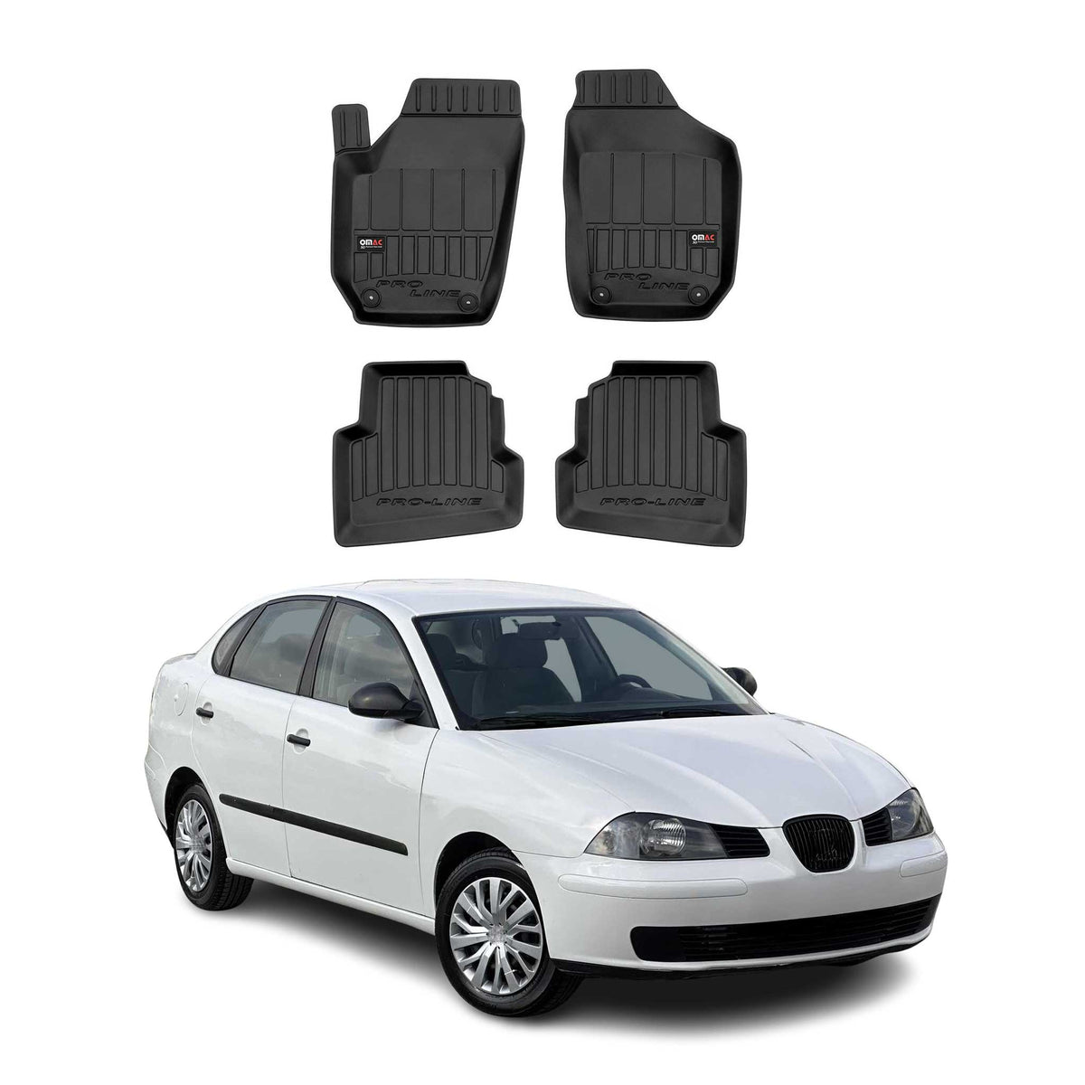 OMAC Premium Alfombrillas De Coche para Seat Cordoba 2002-2009 Negro TPE Goma 4x