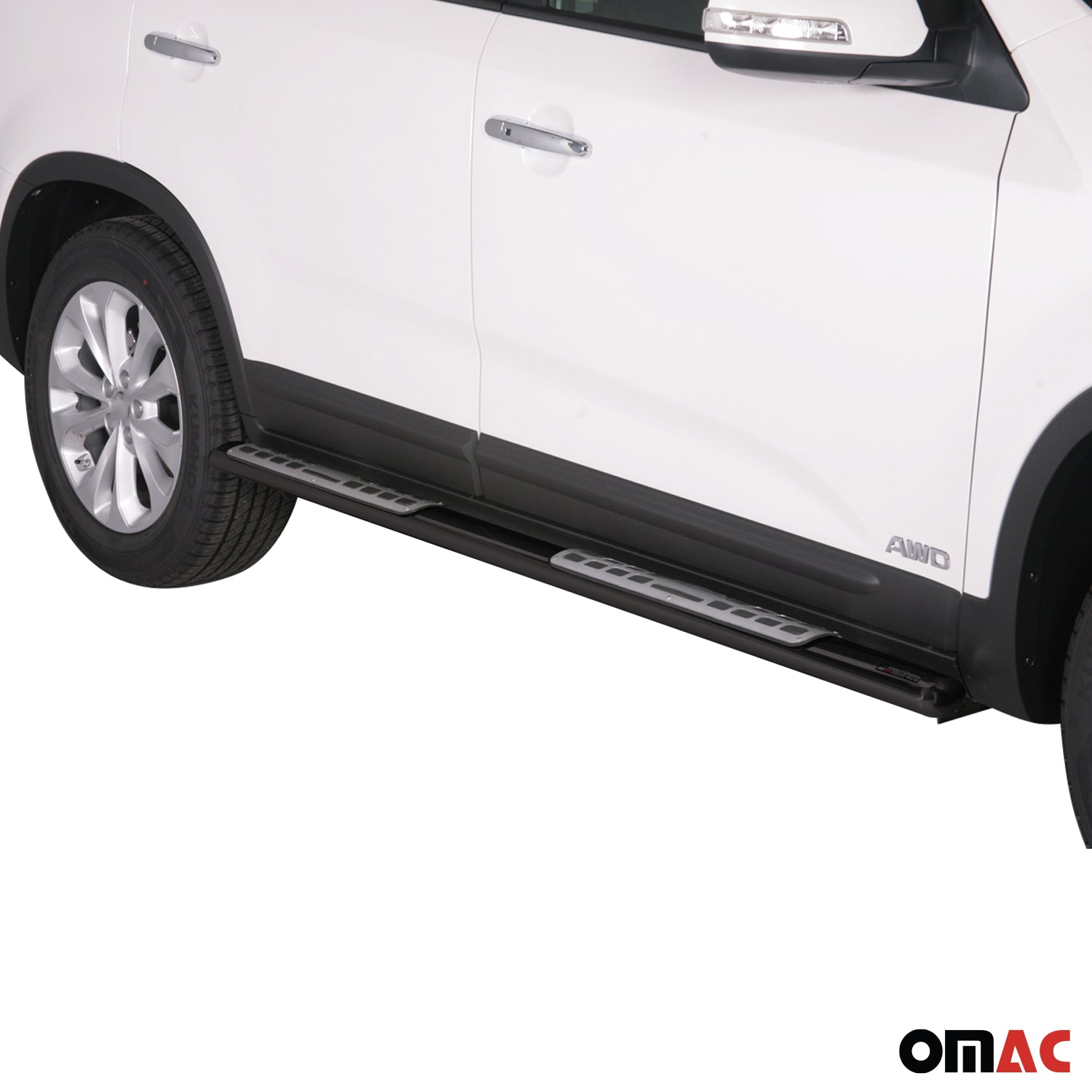 Par de Estribos Barras Laterales para Kia Sorento 2012-2014 Negro Acero