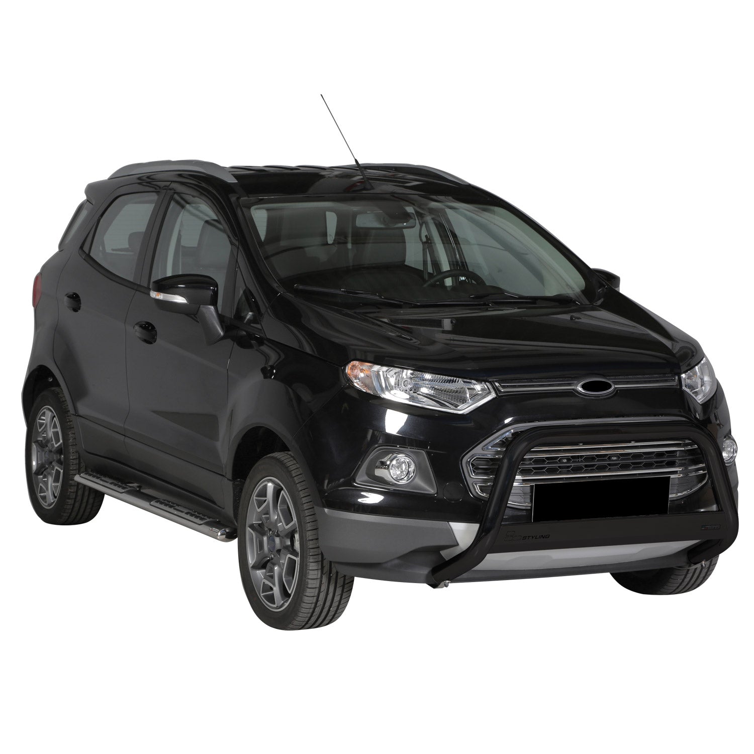 Bull Barra Frontal para Ford Ecosport 2013-2017 Negro Brillante Acero
