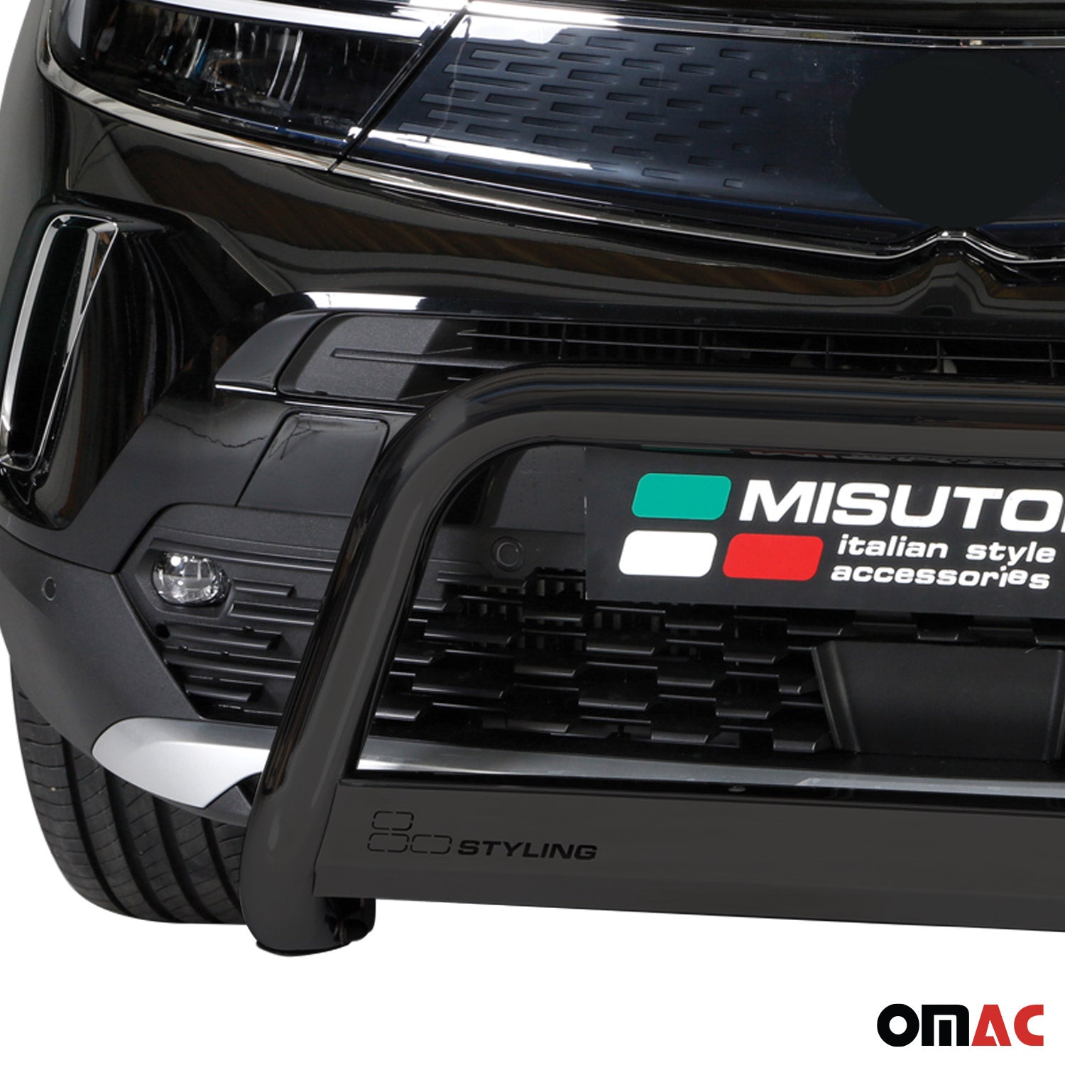 Bull Barra Frontal para Opel Mokka 2021-2025 Negro Brillante Acero