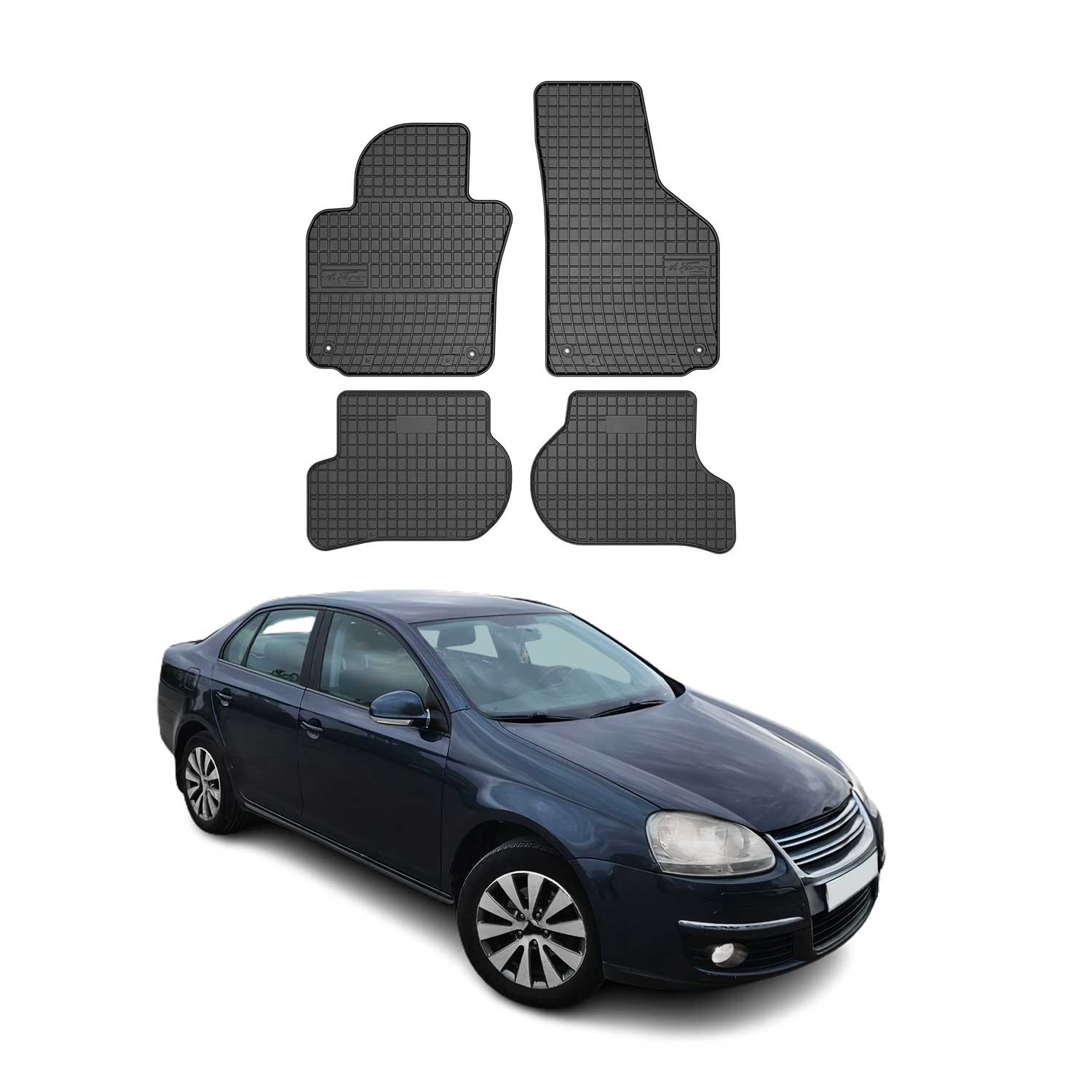 OMAC Alfombrillas De Coche para VW Jetta 2005-2010 Negro Goma TPE 4Pza