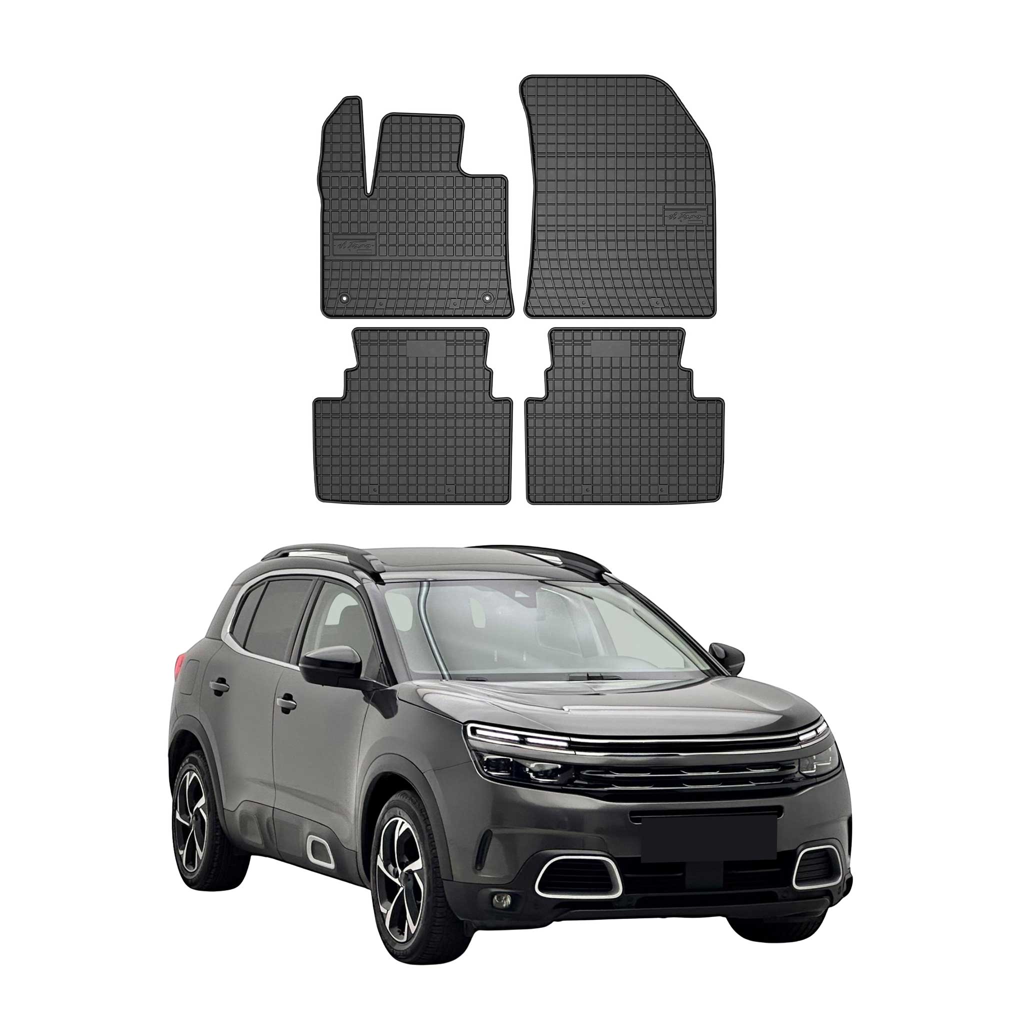 OMAC Alfombrillas De Coche para Citroen C5 Aircross 2017-2025 Negro Goma 4Pza