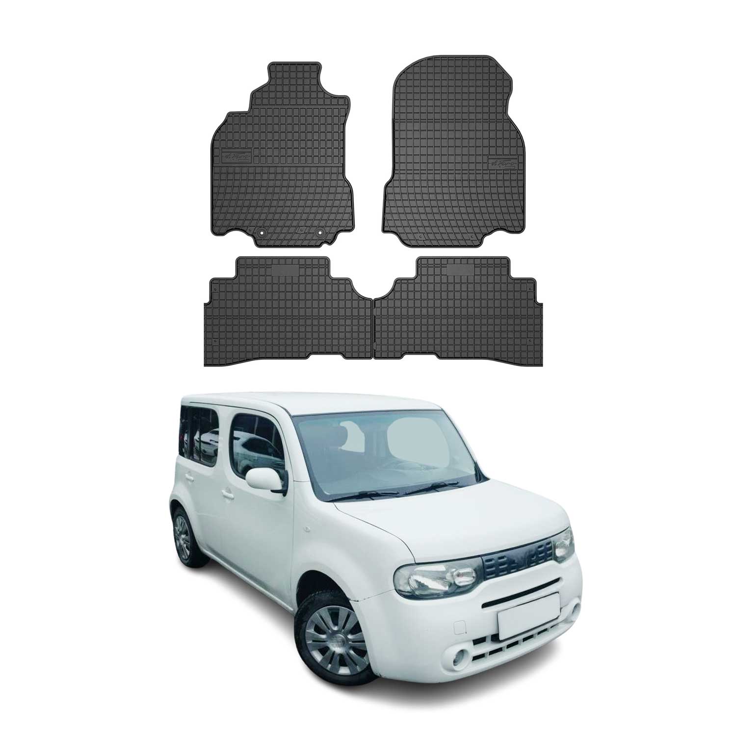 OMAC Alfombrillas De Coche para Nissan Cube Z12 2008-2011 Negro Goma 4Pza