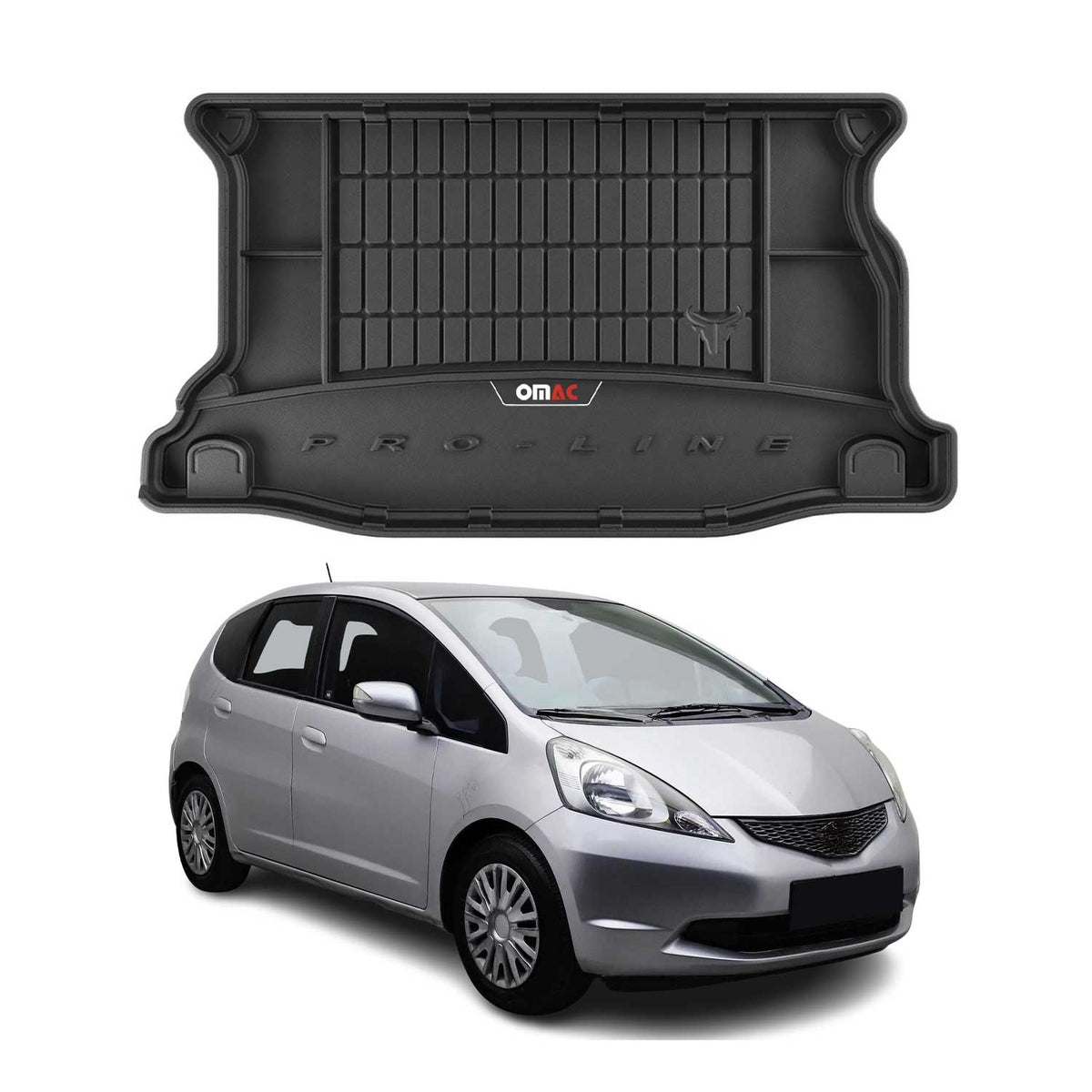 OMAC Premium Bandeja Maletero Alfombrilla para Honda Jazz 2008-2014 Negro TPE
