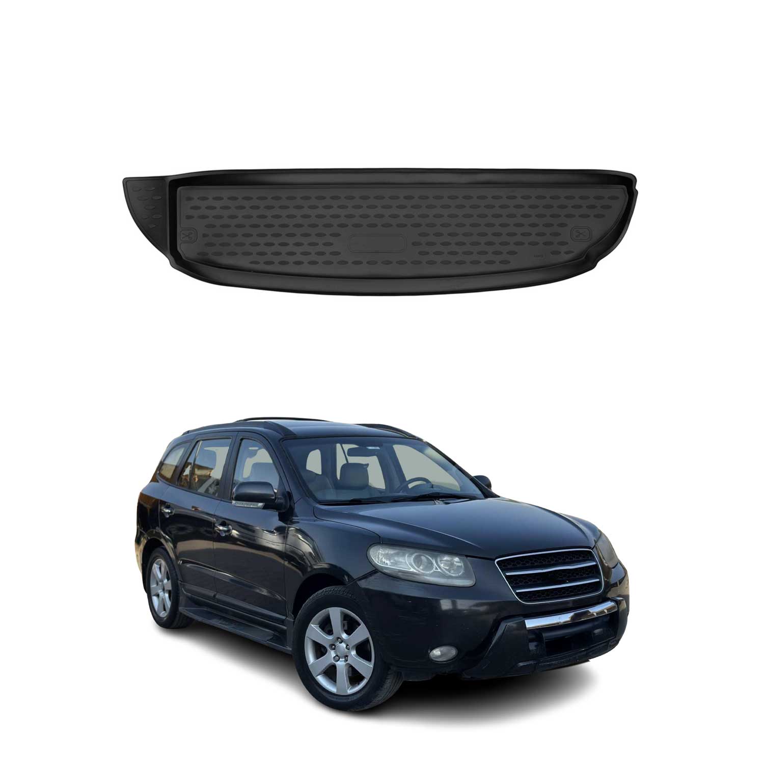 OMAC Bandeja Maletero Alfombrilla para Hyundai Santa Fe 2006-2012 Negro Goma TPE