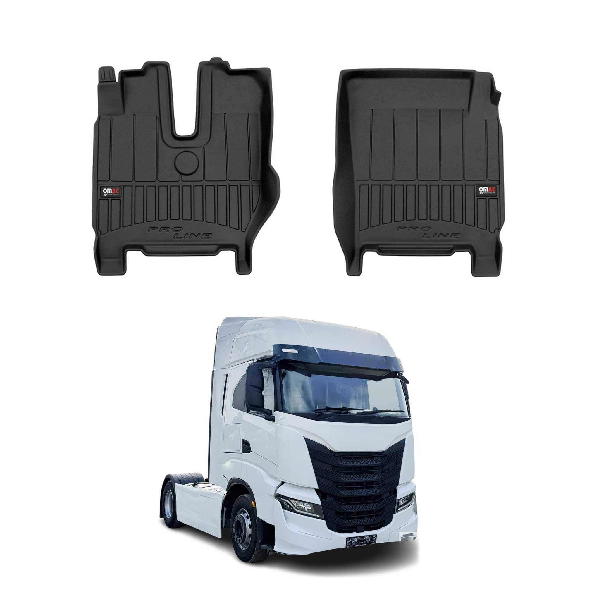 OMAC Premium Alfombrillas De Coche para Iveco S-Way 2019-2025 Negro TPE Goma 2x