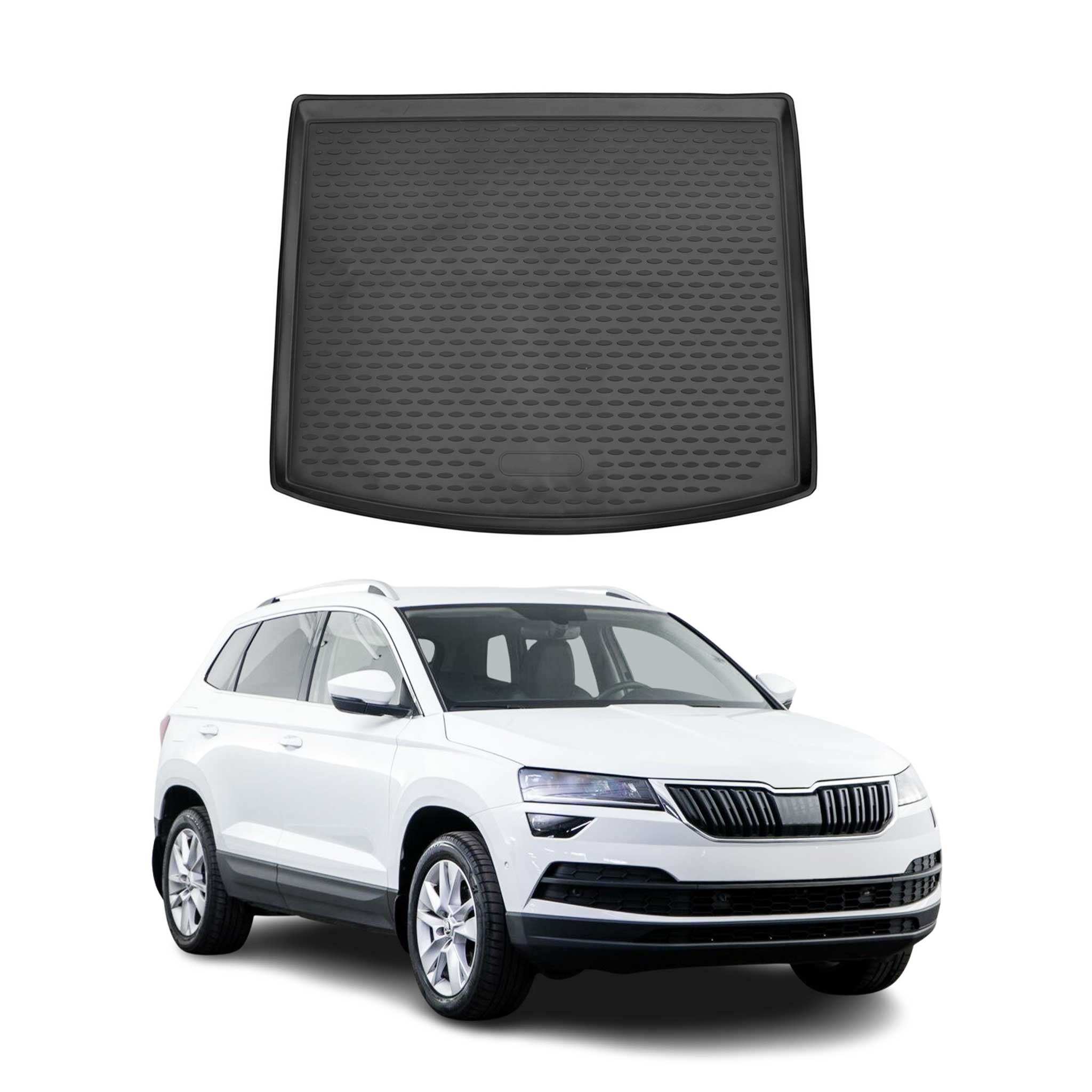 OMAC Bandeja Maletero Alfombrilla para Skoda Karoq 2017-2021 Negro Goma TPE 1Pza