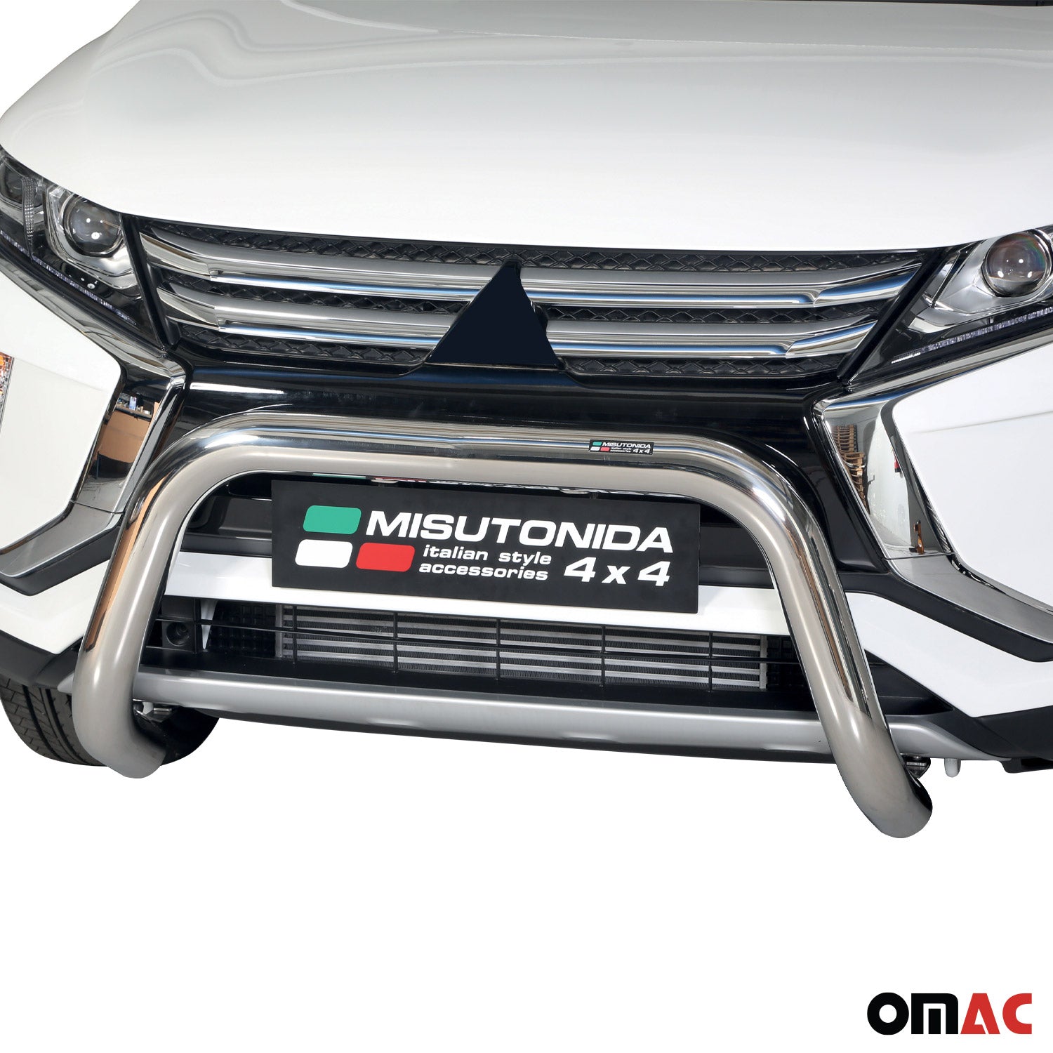 Bull Barra Frontal para Mitsubishi Eclipse Cross 2018-2020 Plata Brillante Acero