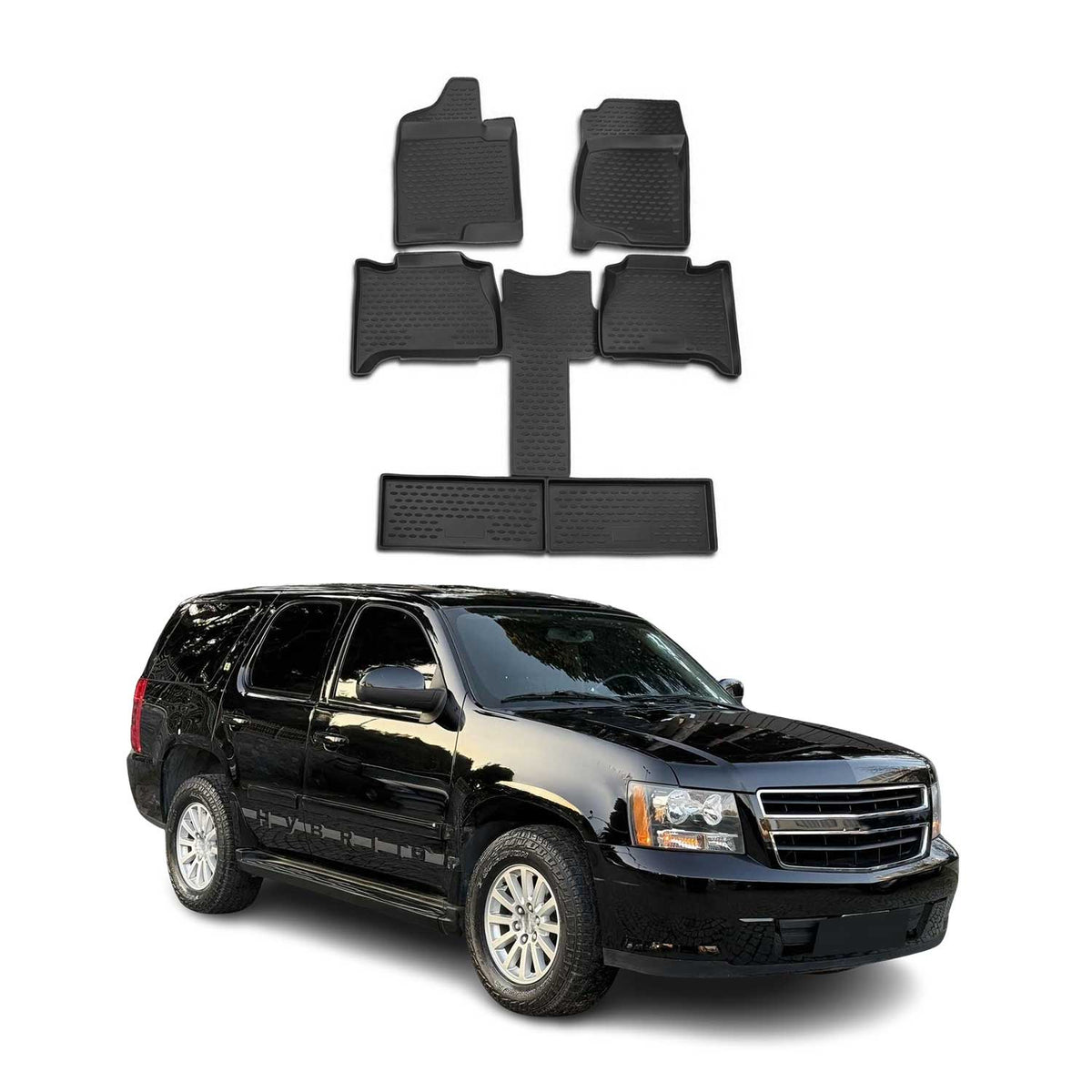 OMAC Alfombrillas De Coche para Chevrolet Tahoe 2007-2014 7 Asiento Negro TPE 6x