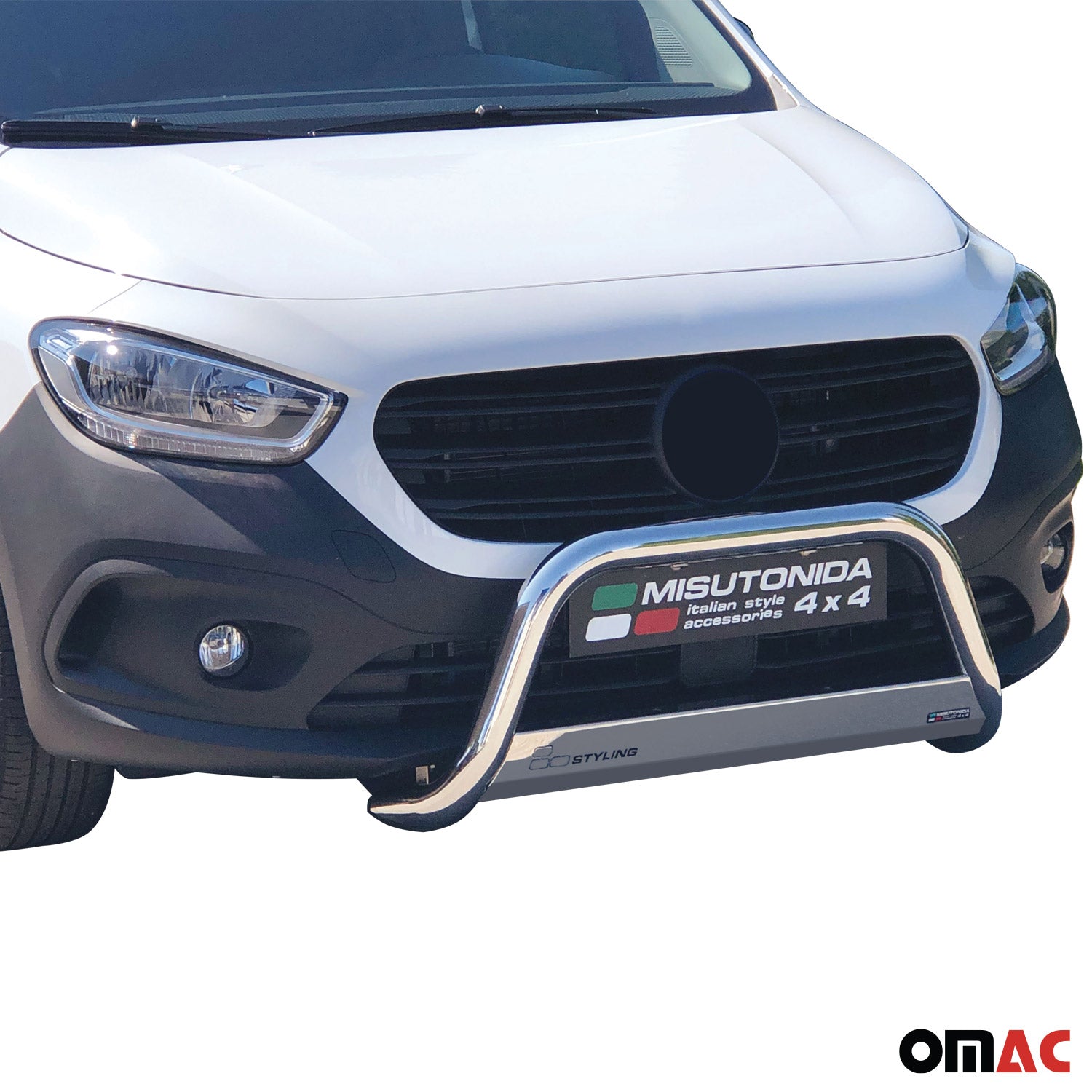 Bull Barra Frontal para Mercedes Citan L2 2021-2025 Plata Brillante Acero 1Pza