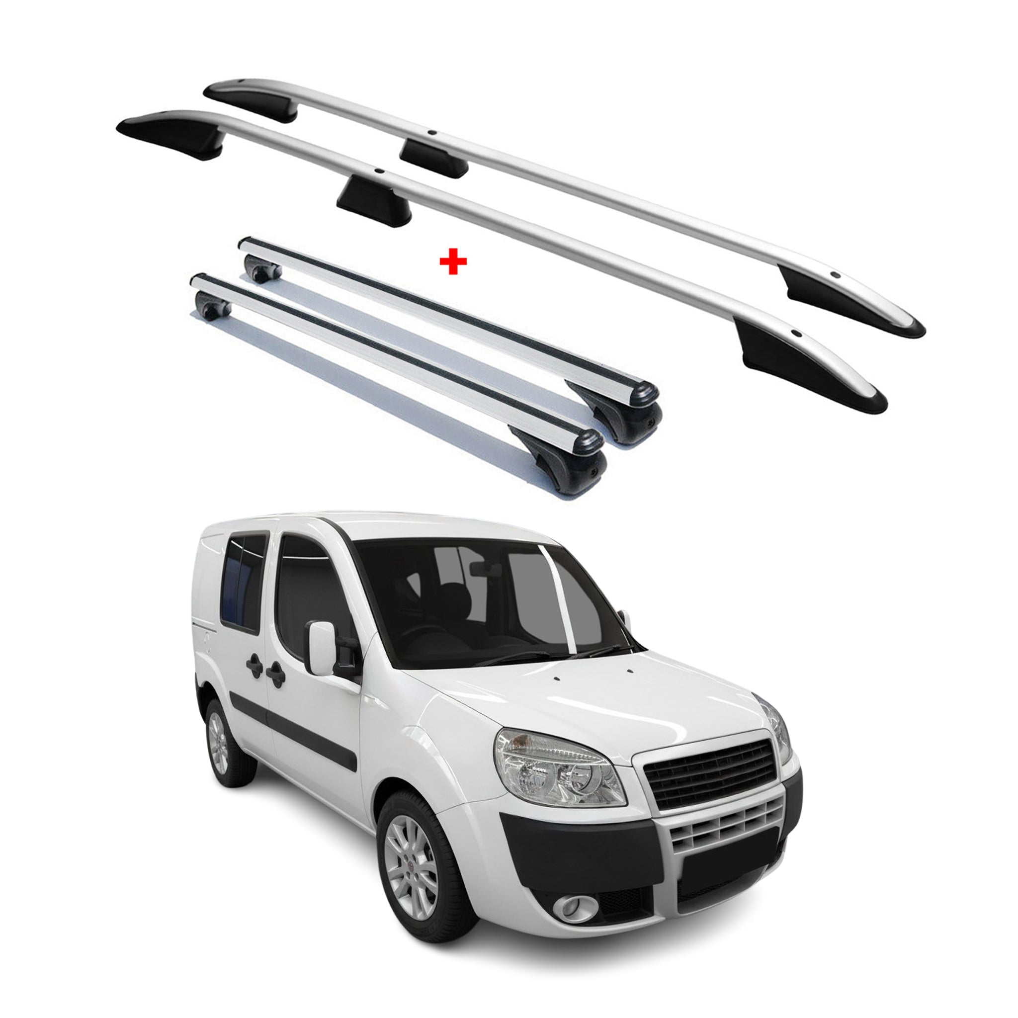 Rieles & Barras de Techo Coche para Fiat Doblo 2000-2010 L1 Gris Aluminio 4Pza