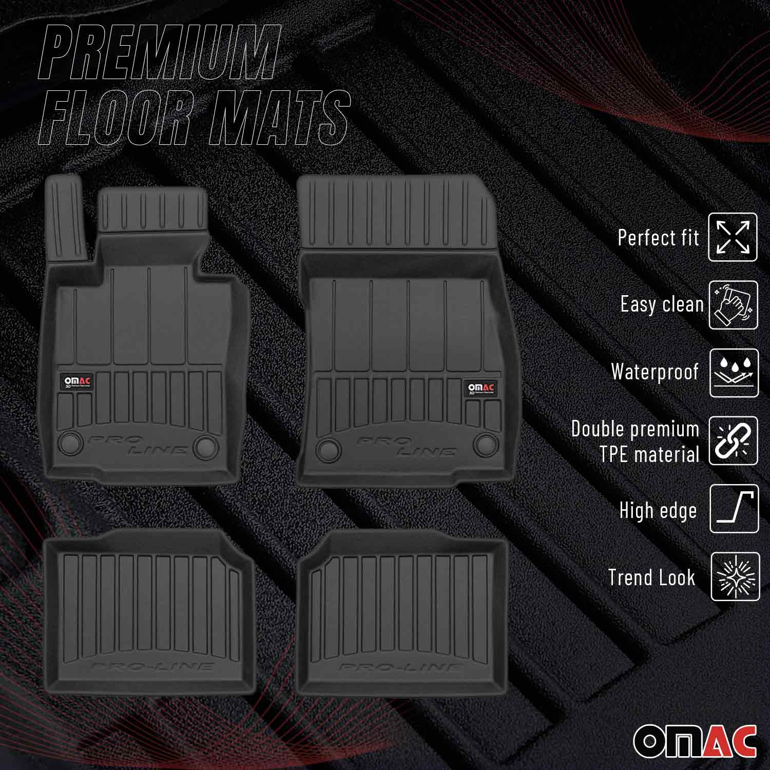 OMAC Premium Alfombrillas De Coche para Mini Countryman R60 2010-2016 Goma 4x