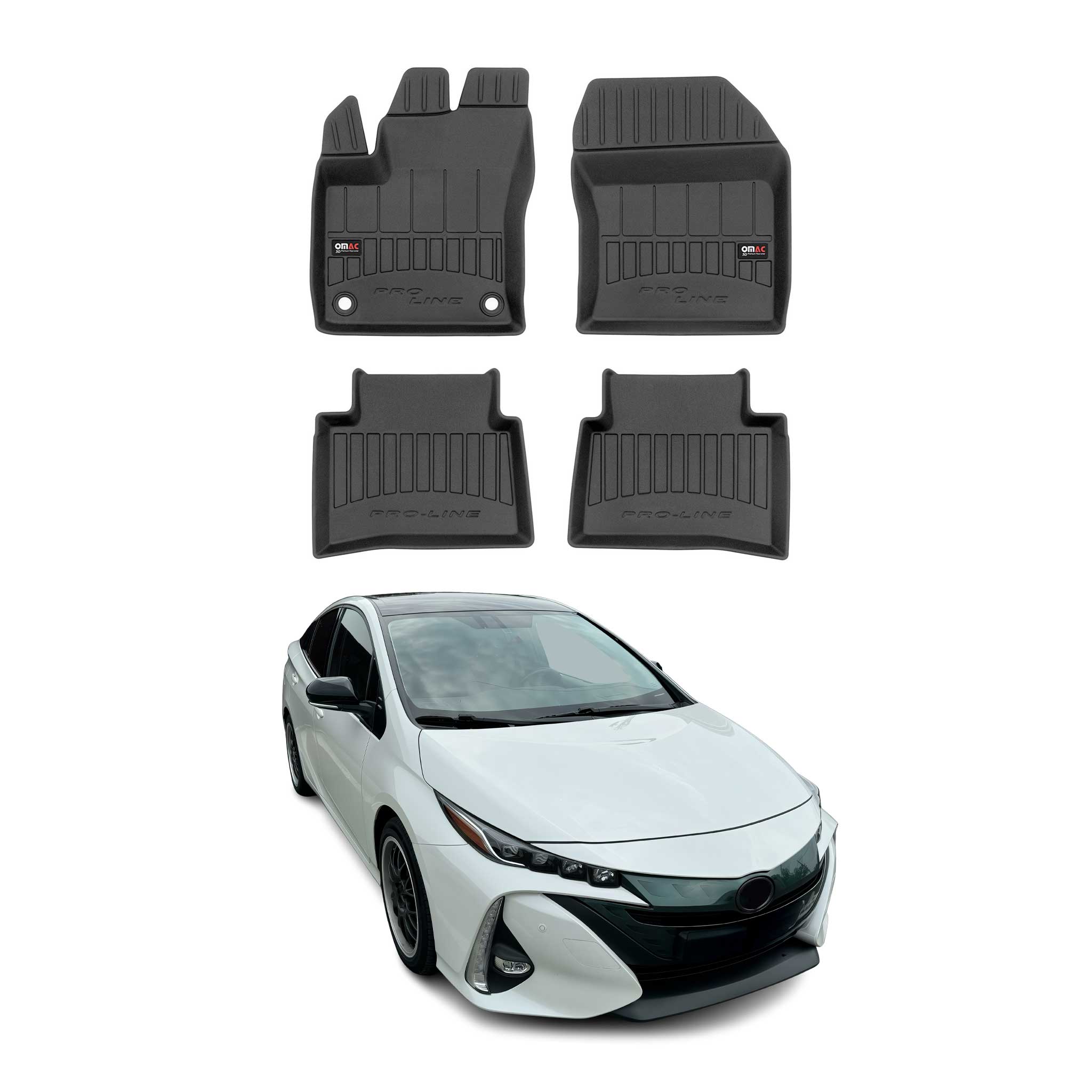 OMAC Premium Alfombrillas De Coche para Toyota Prius PHV Prime 2015-2024 Goma 4x