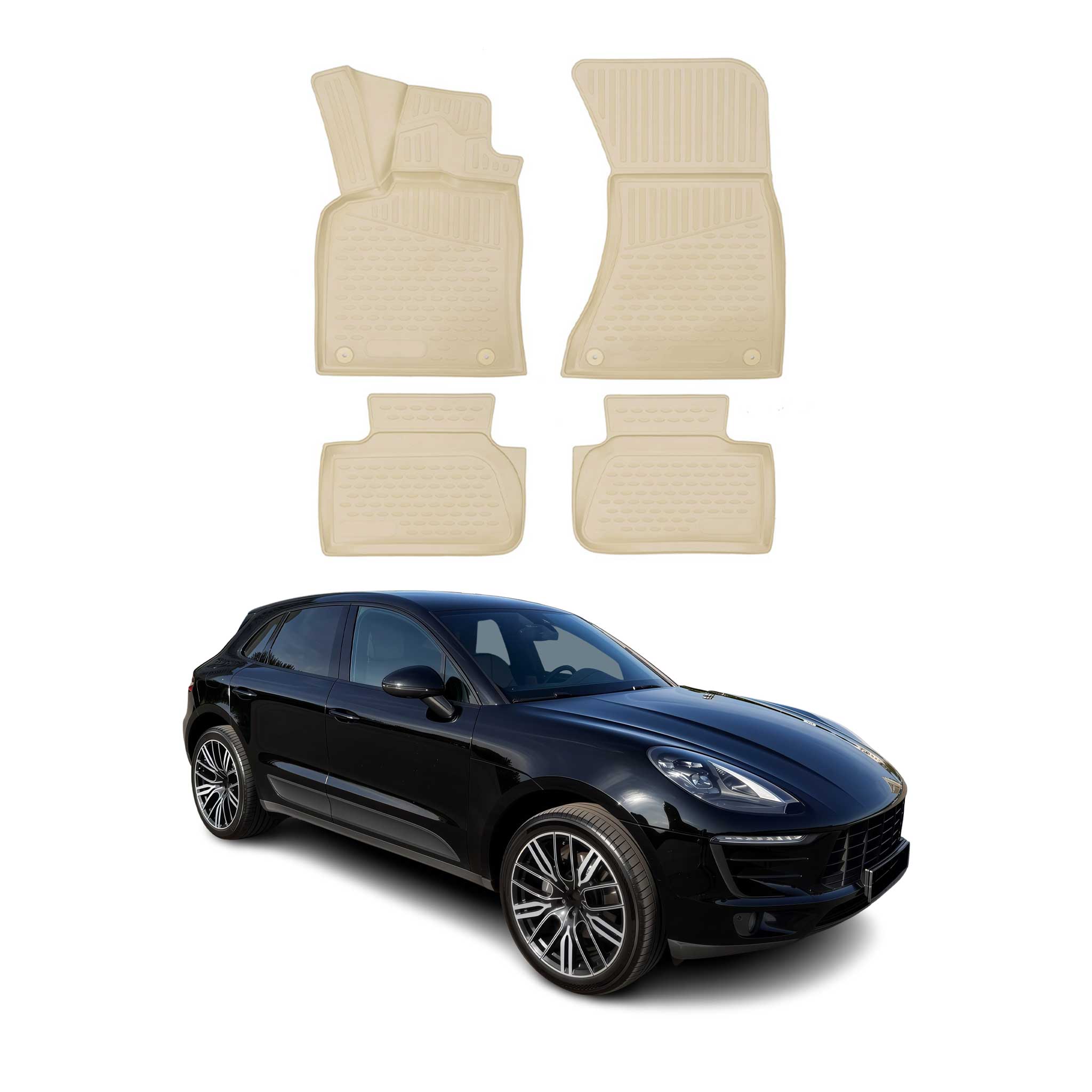 OMAC Alfombrillas De Coche para Porsche Macan 2014-2018 Beige Goma TPE 4Pza