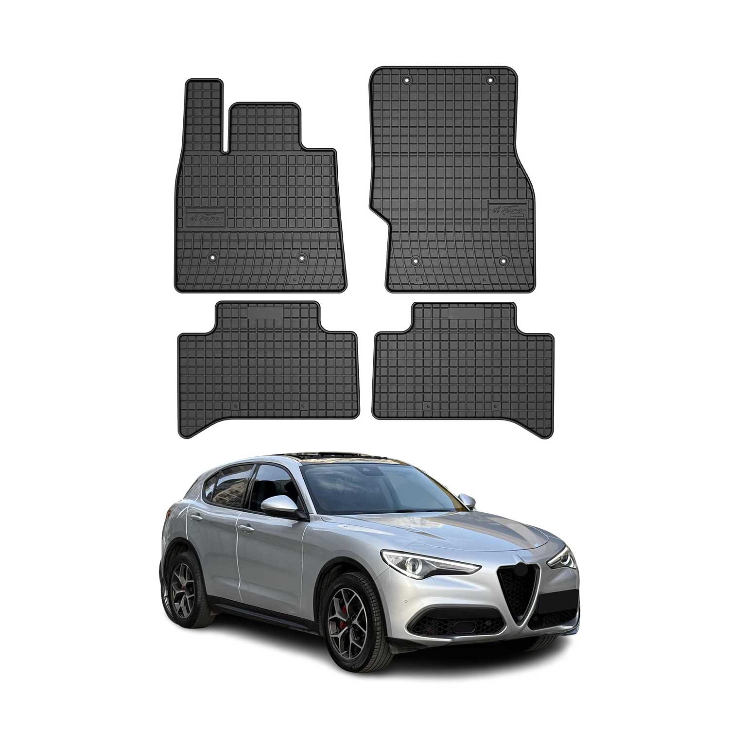 OMAC Alfombrillas De Coche para Alfa Romeo Stelvio 2016-2025 Negro Goma 4Pza