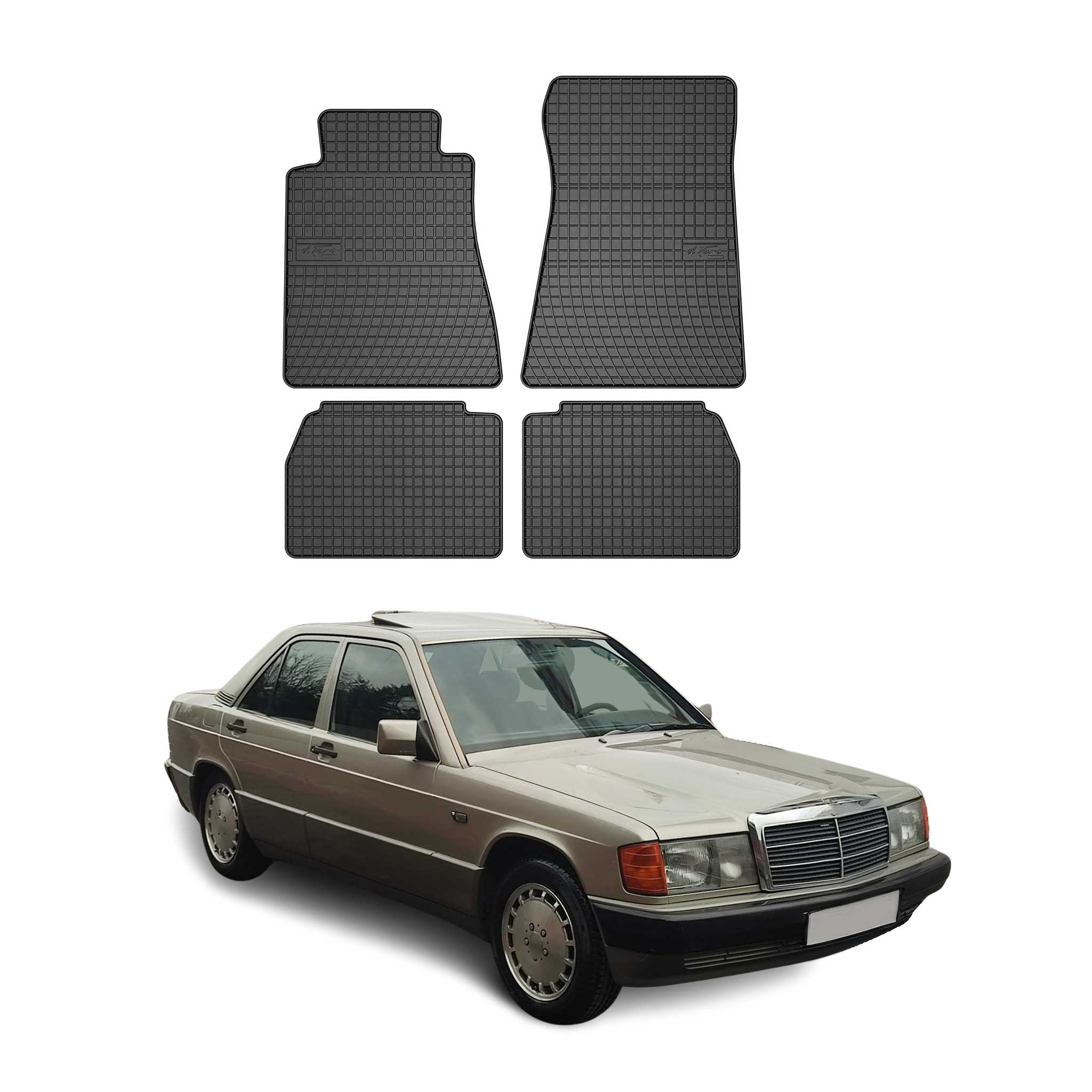OMAC Alfombrillas De Coche para Mercedes W201 E90 1982-1993 Negro Goma 4Pza